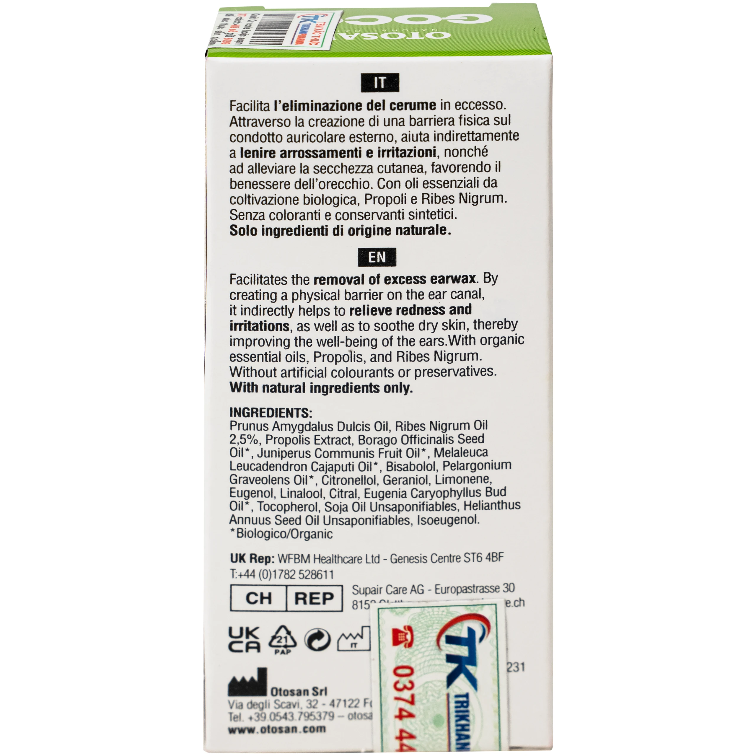 Dung dịch nhỏ tai Otosan Natural Ear Drops 10ml giảm đau, chống viêm, làm sạch tai 8