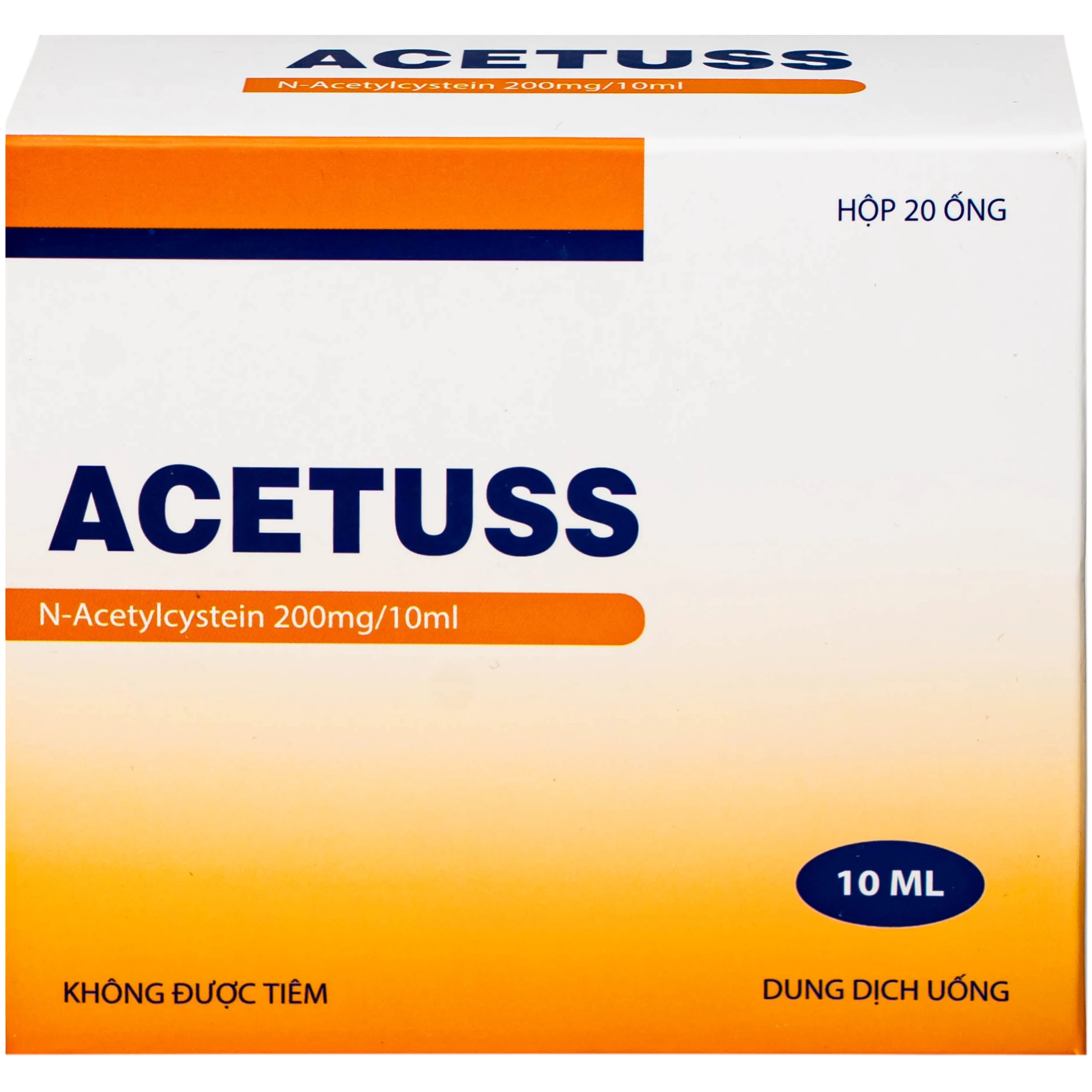 Dung dịch uống Acetuss Hà Nam tiêu nhầy trong bệnh viêm phế quản, bệnh nhầy nhớt (20 ống)