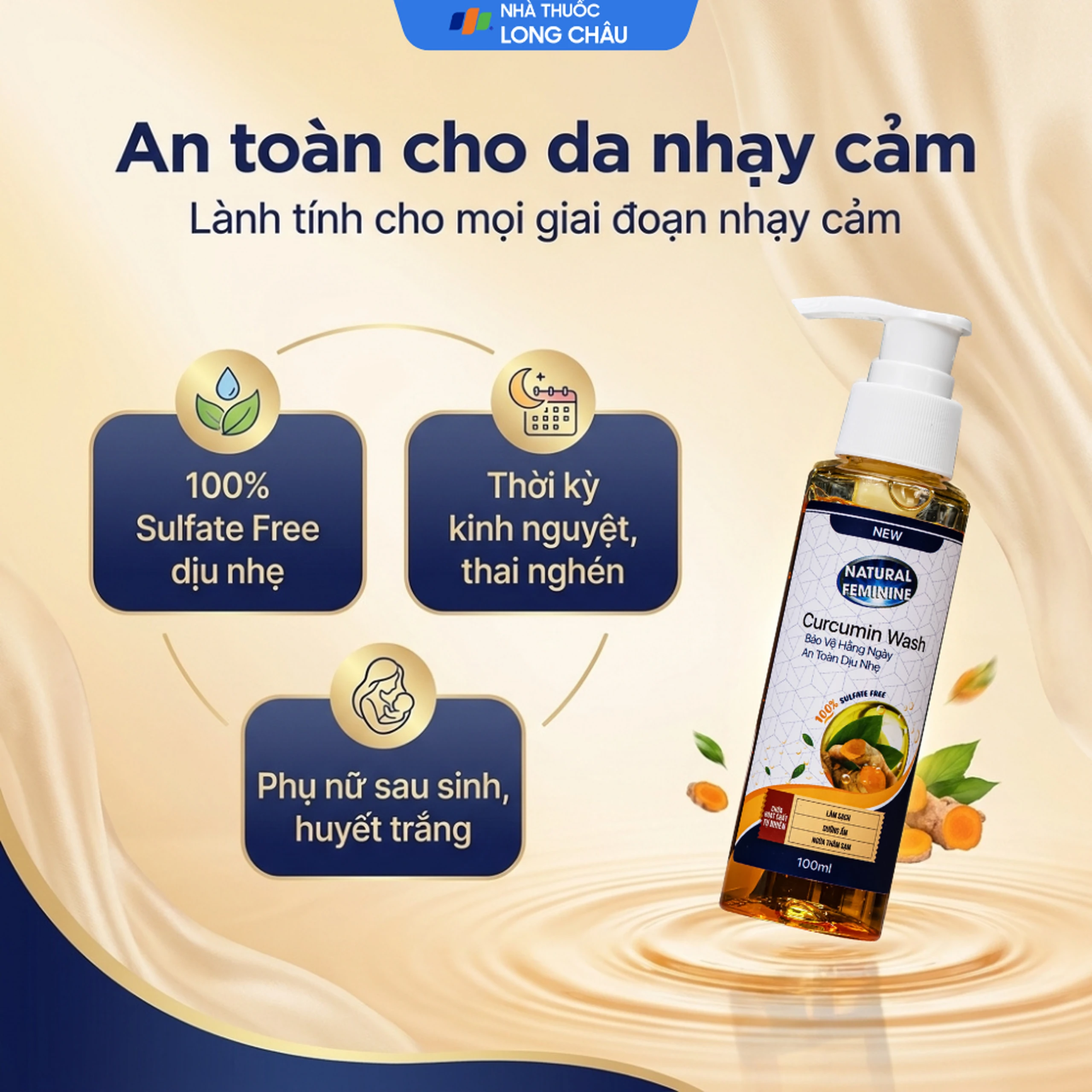 Dung dịch vệ sinh phụ nữ khử mùi Natural Feminine Curcumin Wash 100ml 4