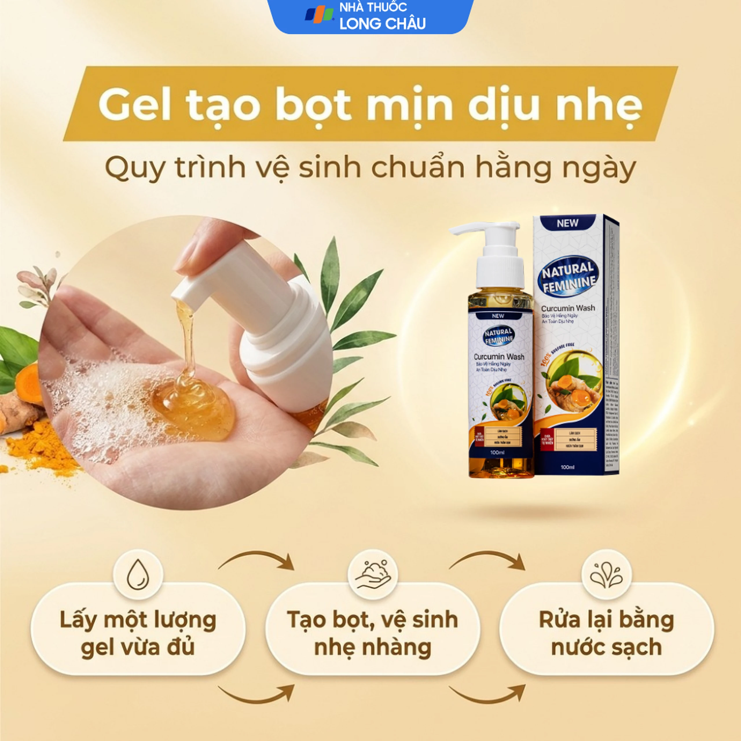 Dung dịch vệ sinh phụ nữ khử mùi Natural Feminine Curcumin Wash 100ml 5