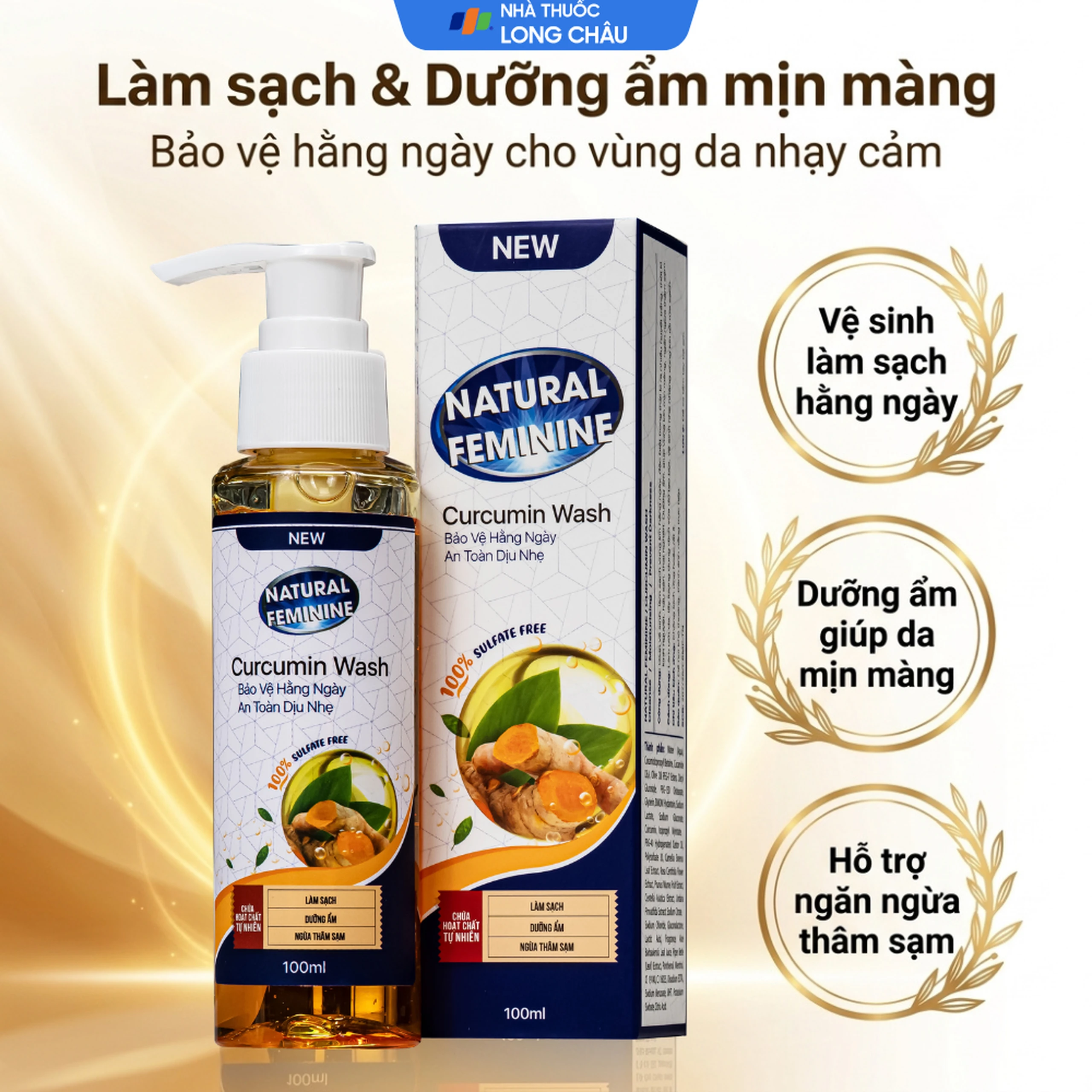 Dung dịch vệ sinh phụ nữ khử mùi Natural Feminine Curcumin Wash 100ml 2
