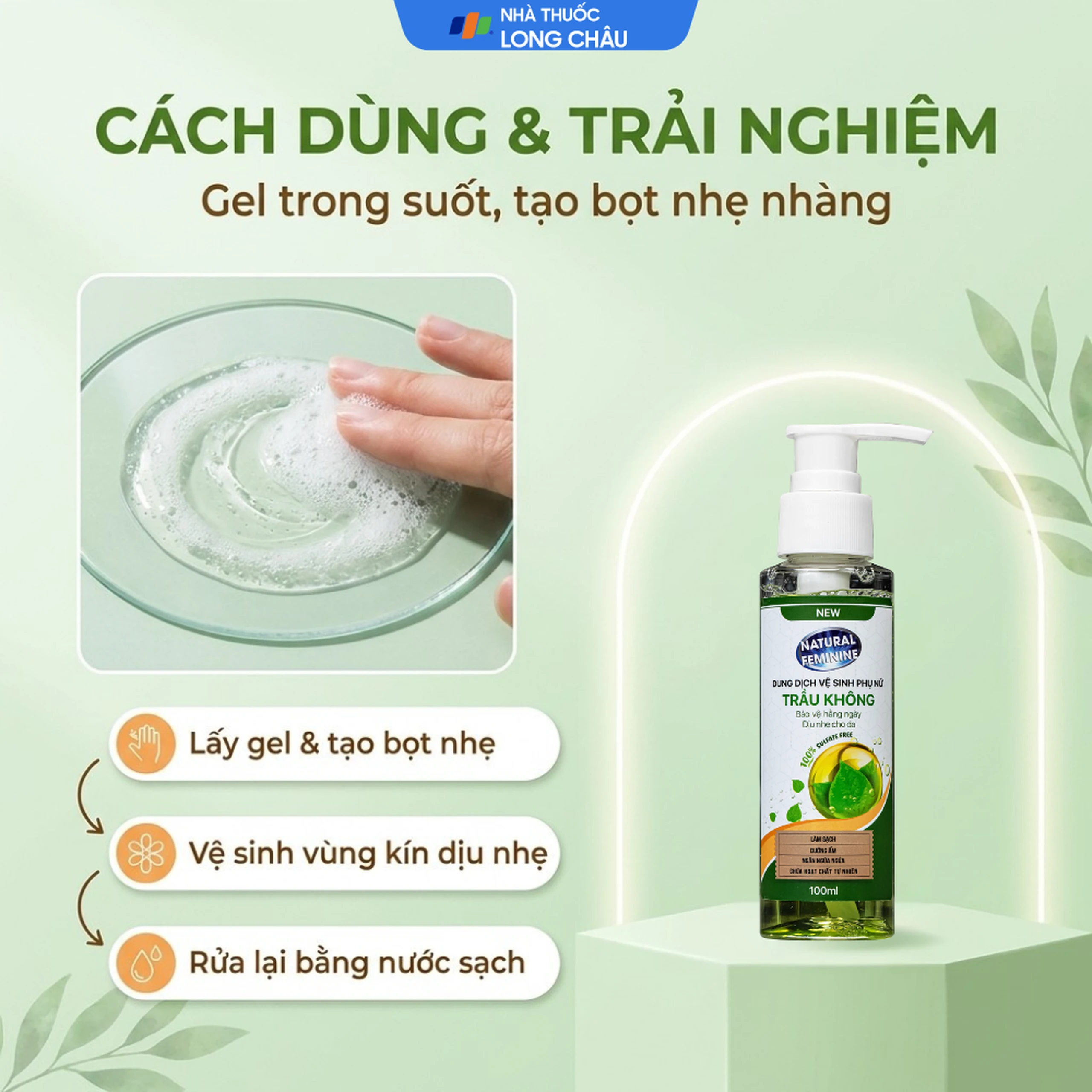 Dung dịch vệ sinh phụ nữ Natural Feminine Lá Trầu Không vệ sinh nhẹ nhàng, kháng khuẩn (100ml) 5