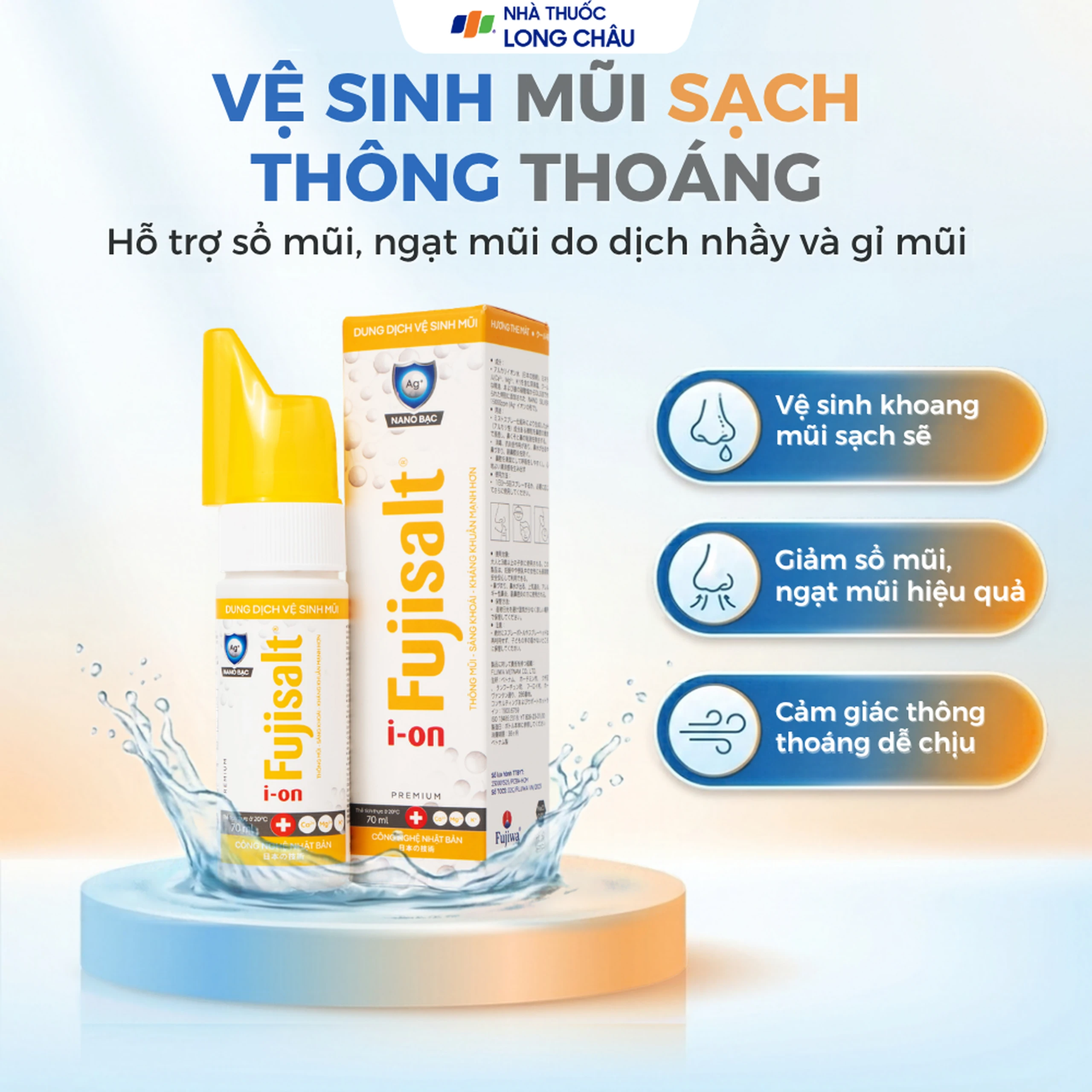 Xịt mũi nano bạc ion Fujisalt 70ml hỗ trợ làm sạch, giảm viêm, sưng đỏ, phòng ngừa sổ mũi 2