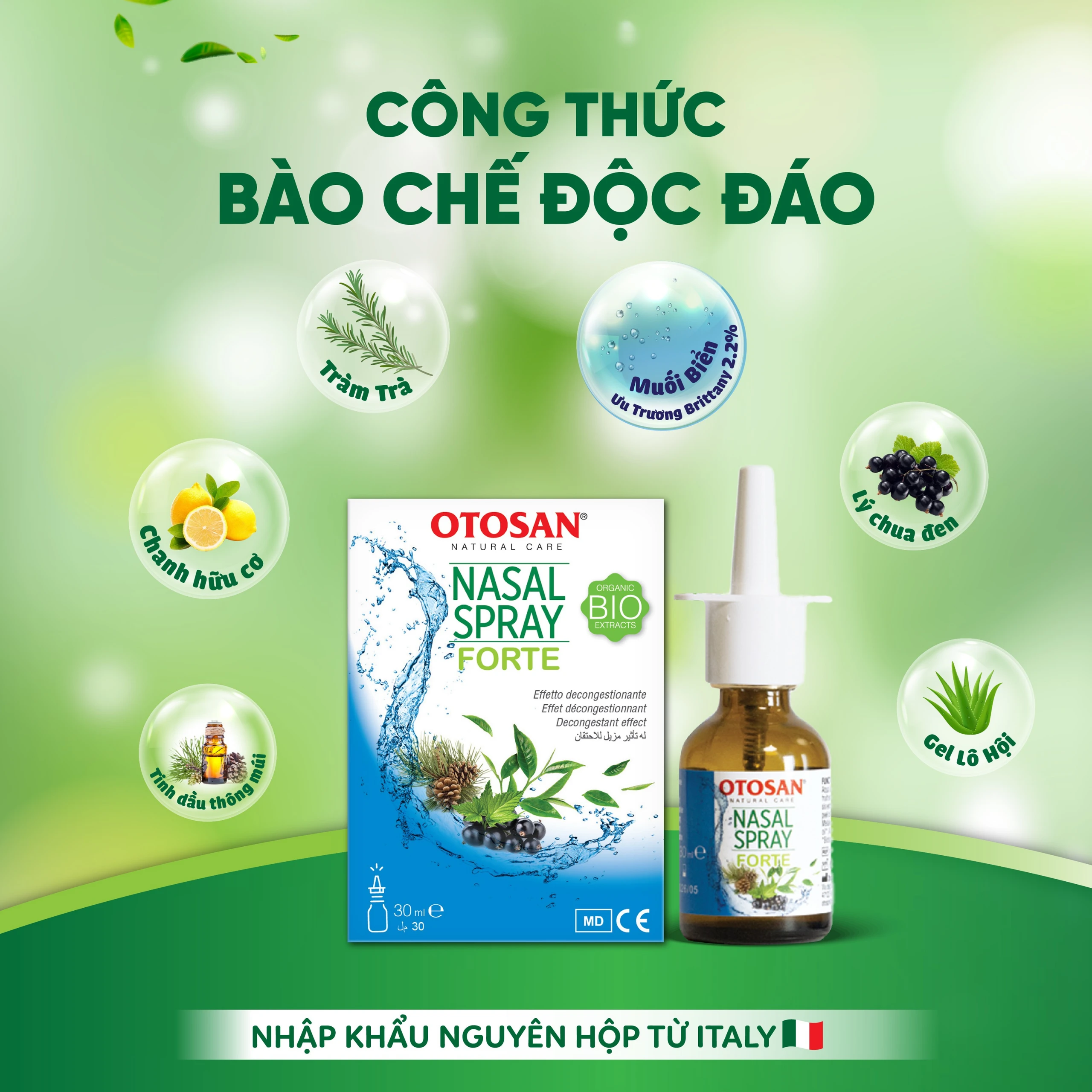 Xịt mũi người lớn Otosan Nasal Spray Forte 30ml hỗ trợ điều trị viêm mũi, viêm xoang