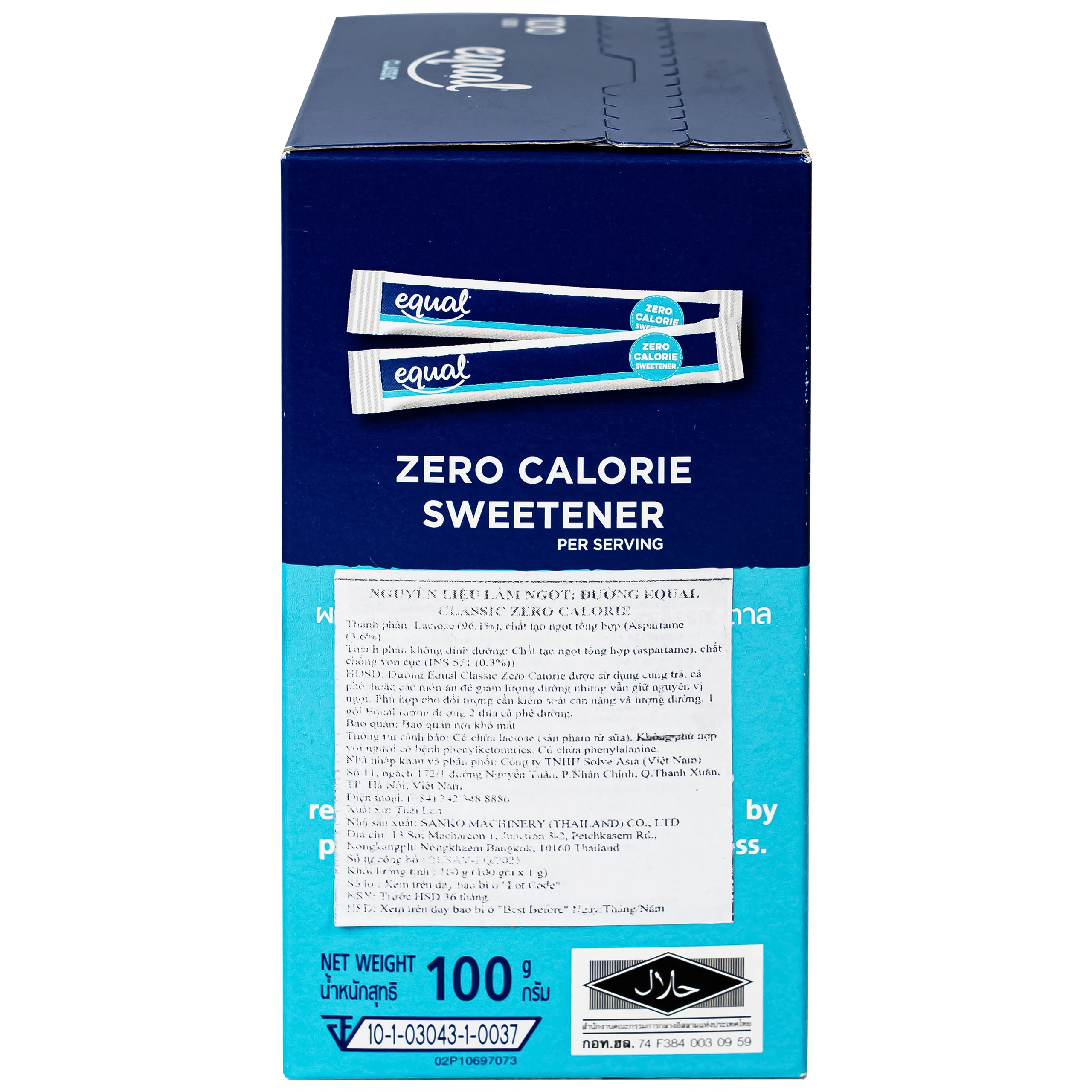 Nguyên liệu làm ngọt: Đường Equal Classic Zero Calorie Sweetener (100 gói x 1G)
