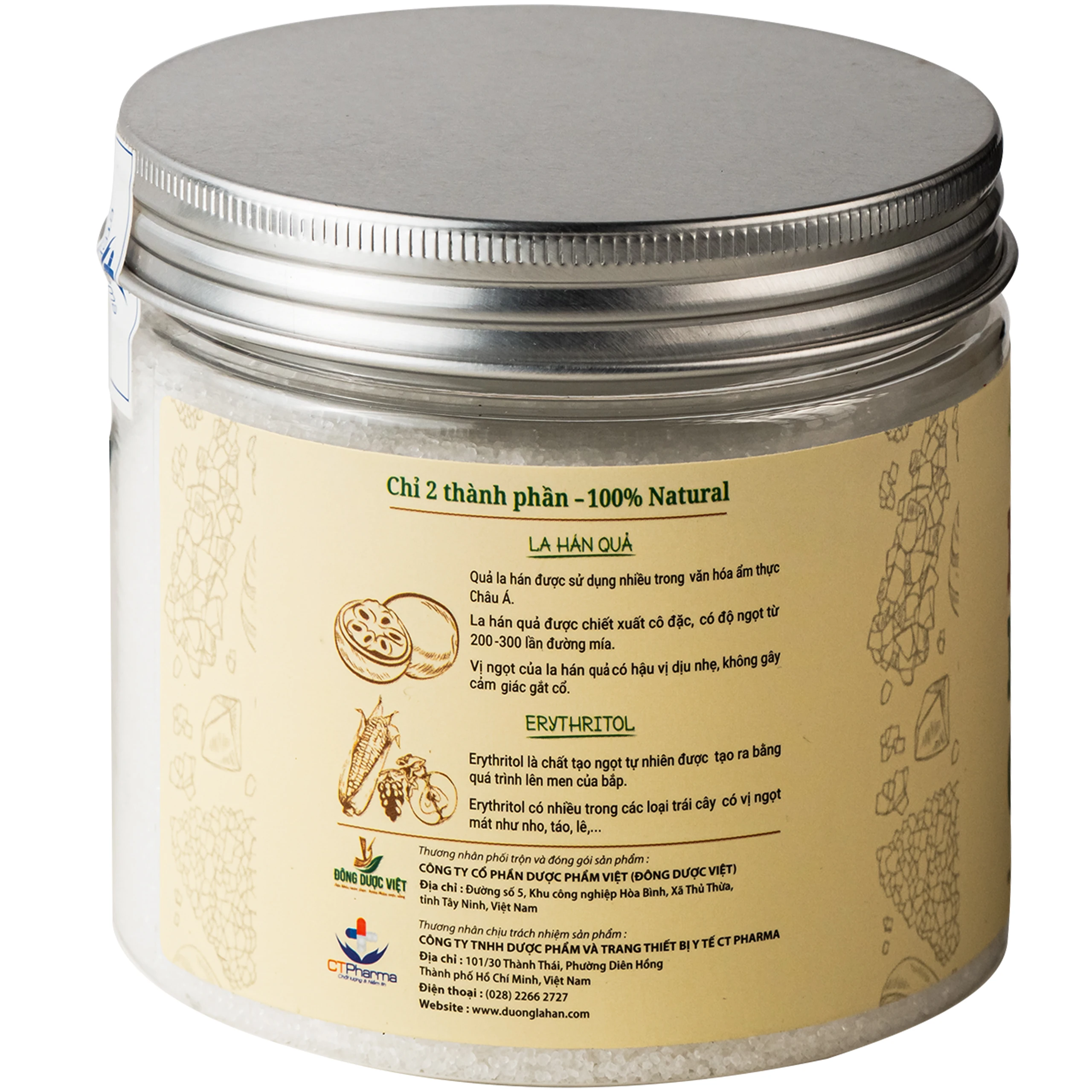 Đường la hán quả Monk Fruit CT, không calo, vị ngọt tự nhiên (hộp 300g) 2