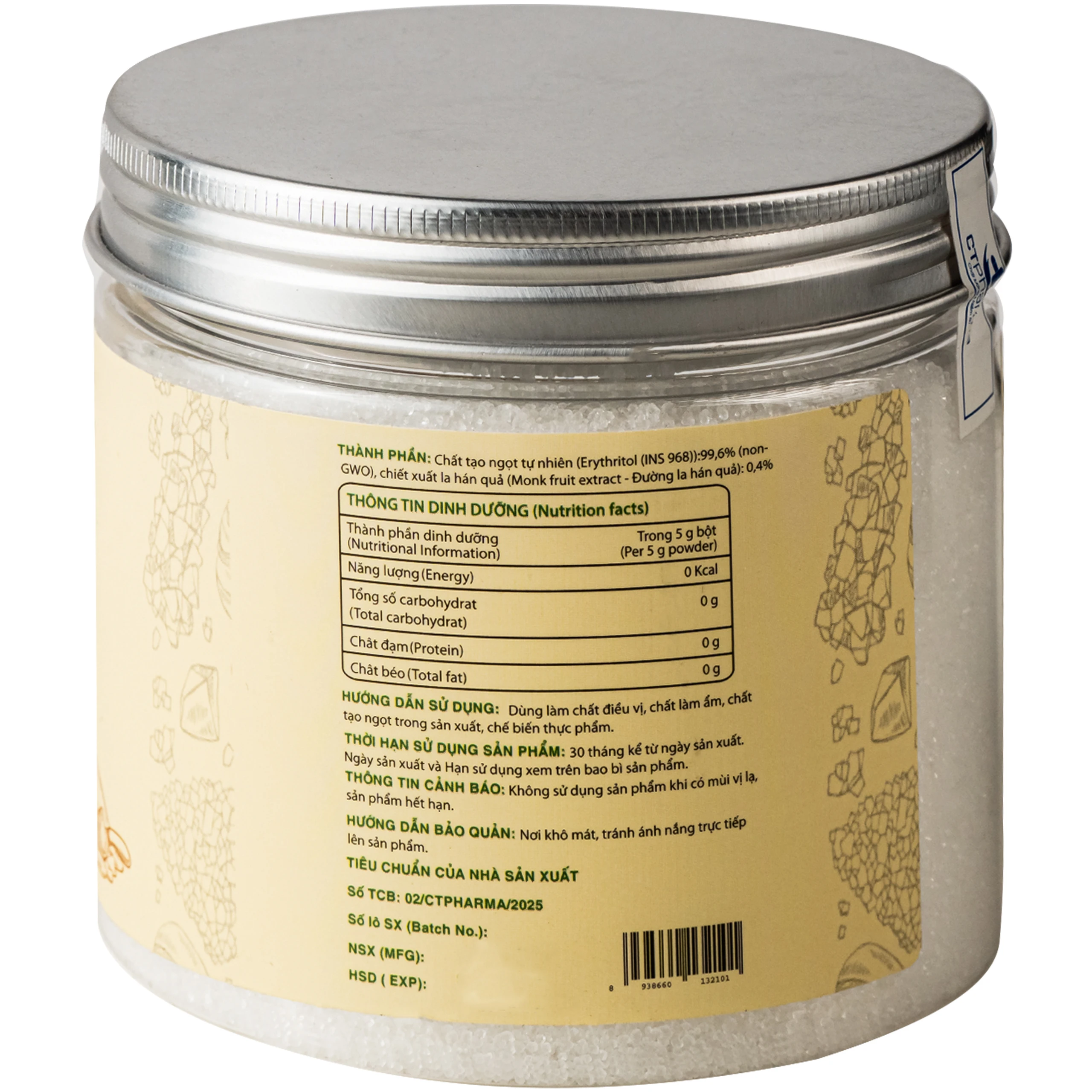 Đường la hán quả Monk Fruit CT, không calo, vị ngọt tự nhiên (hộp 300g) 3