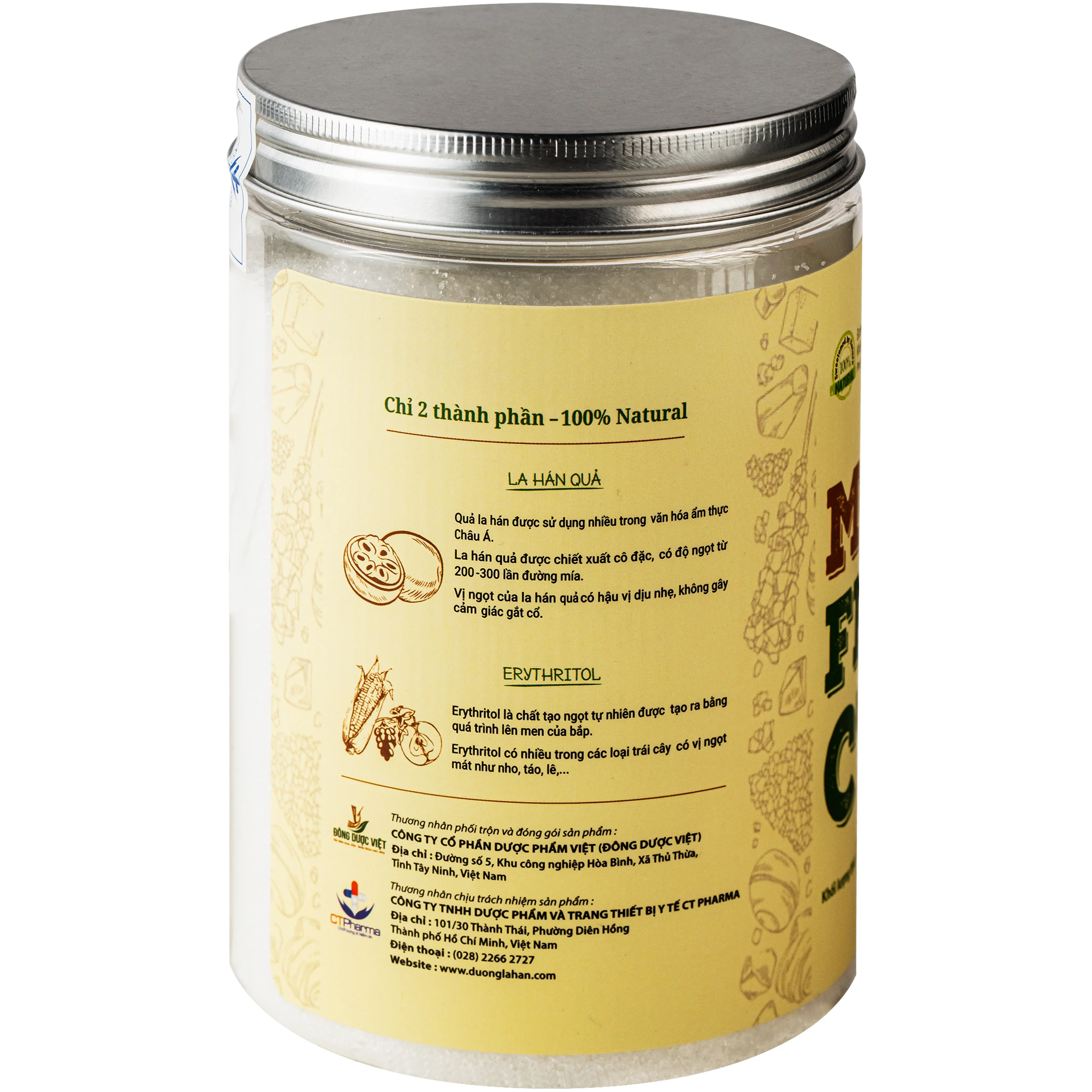 Đường la hán quả Monk Fruit CT, không calo, vị ngọt tự nhiên (hộp 600g) 2