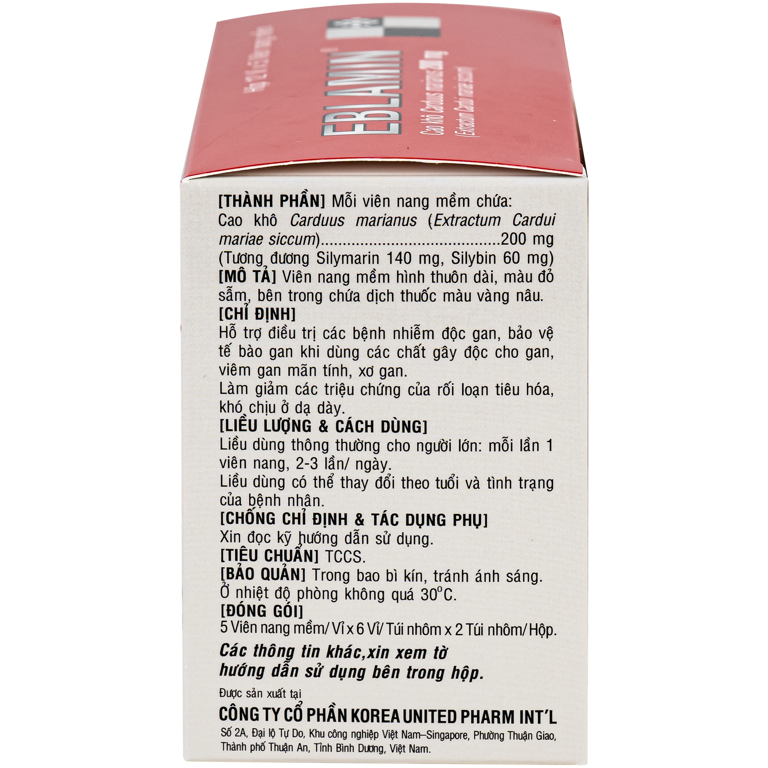Thuốc Eblamin Korea United hỗ trợ điều trị viêm gan, xơ gan (12 vỉ x 5 viên) 3