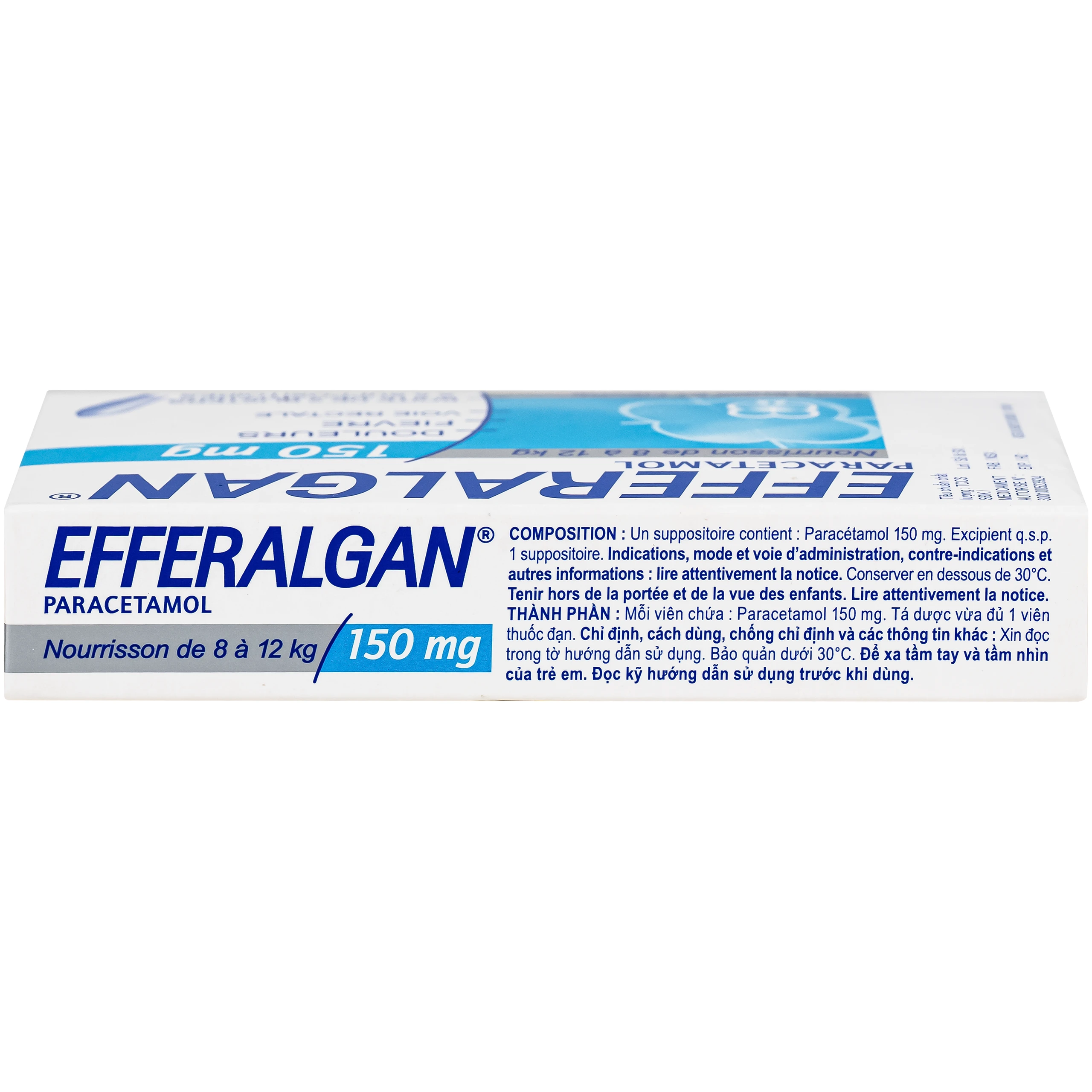 Thuốc đặt trực tràng Efferalgan 150mg UPSA SAS giảm đau, hạ sốt (2 vỉ x 5 viên) 4
