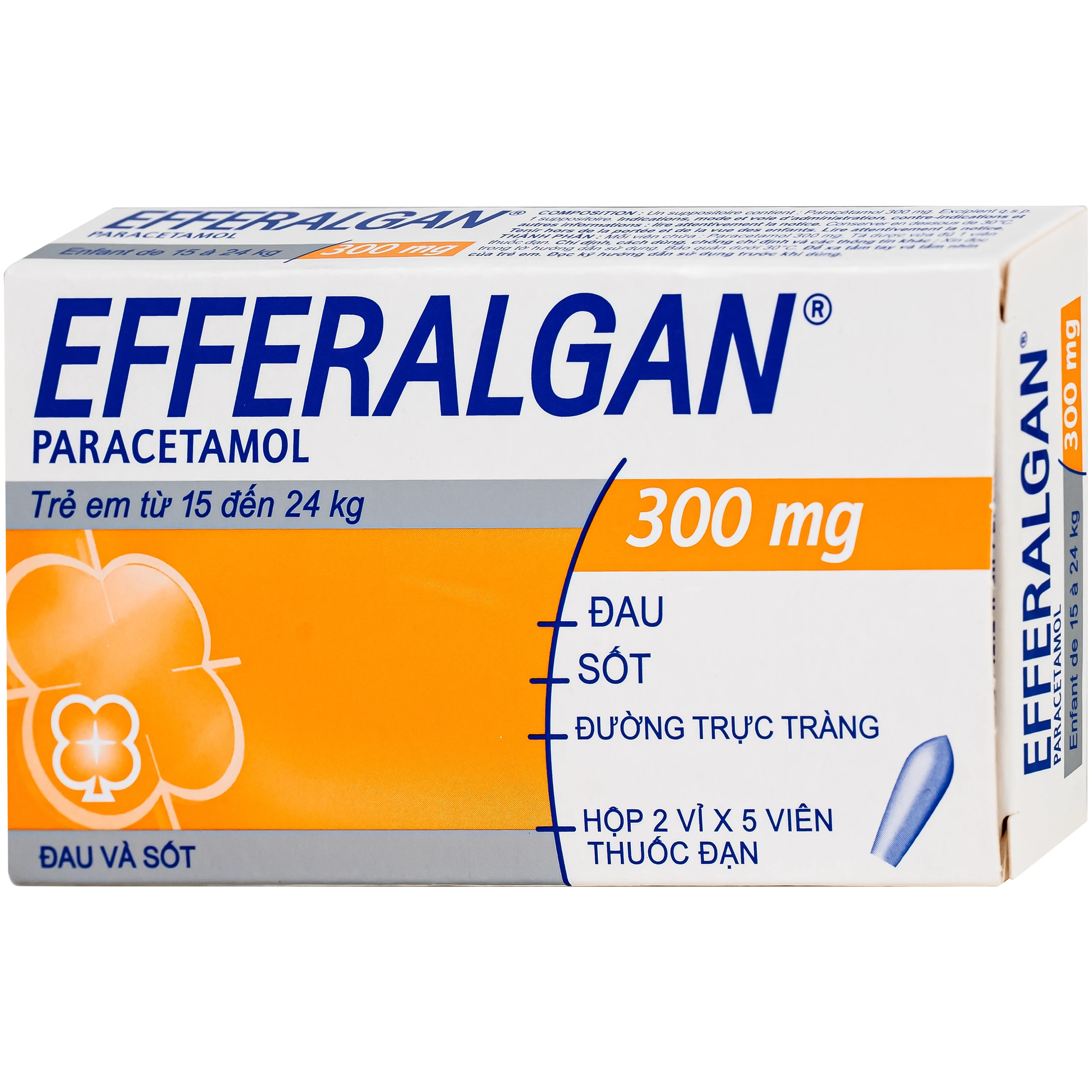 Thuốc đặt trực tràng Efferalgan 300mg UPSA SAS giảm đau, hạ sốt (10 viên) 2