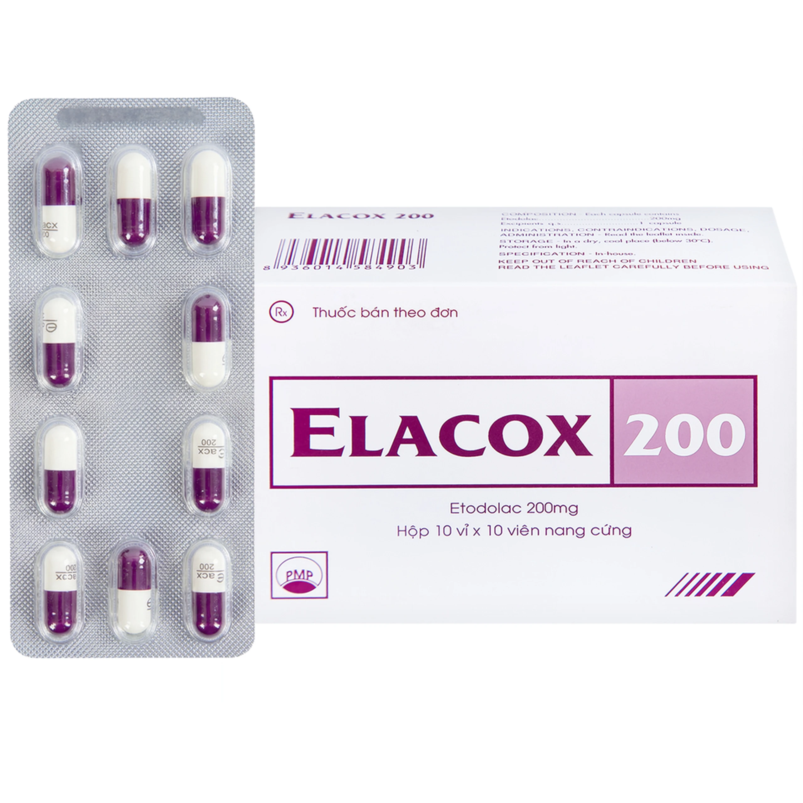 Thuốc Elacox 200 điều trị triệu chứng thoái hoá khớp, viêm khớp dạng thấp cấp hay mạn tính (10 vỉ x 10 viên) 1