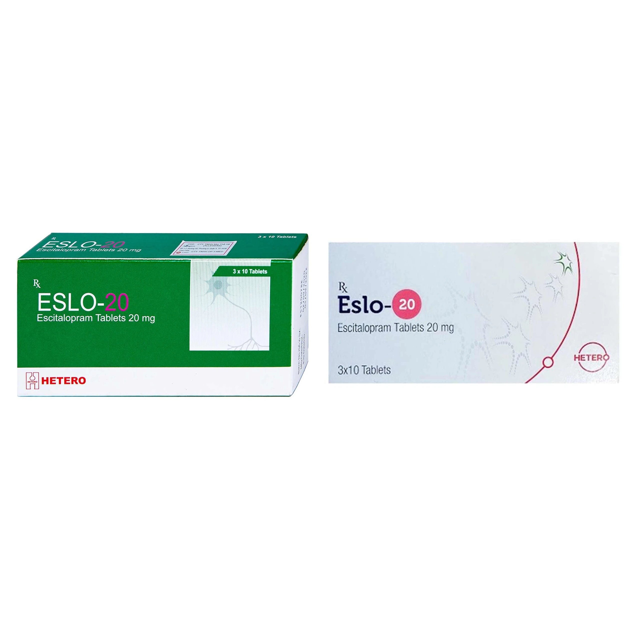 Thuốc Eslo-20 Hetero điều trị trầm cảm, rối loạn lo âu (3 vỉ x 10 viên)