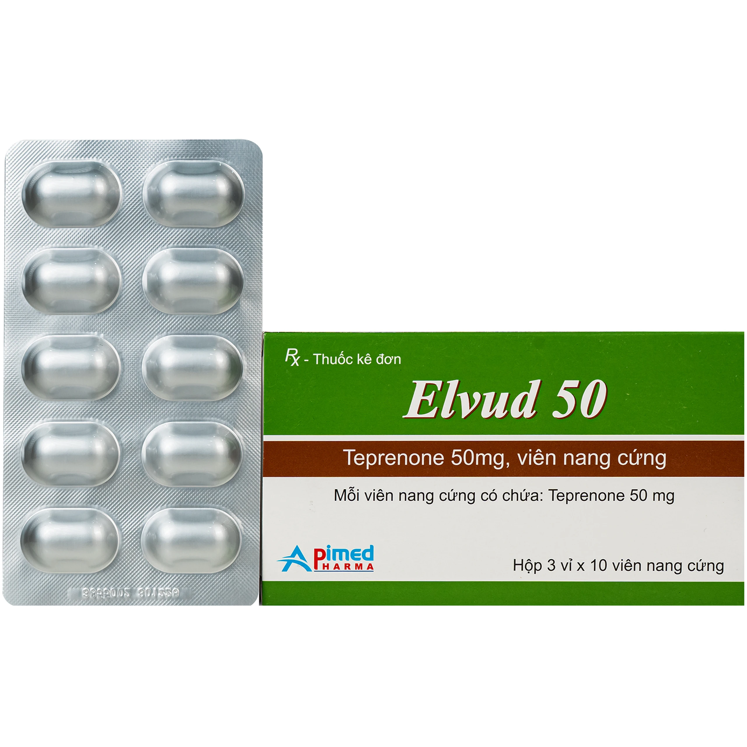 Thuốc Elvud 50mg Apimed điều trị viêm loét dạ dày và cải thiện tổn thương niêm mạc dạ dày (3 vỉ x 10 viên) 1