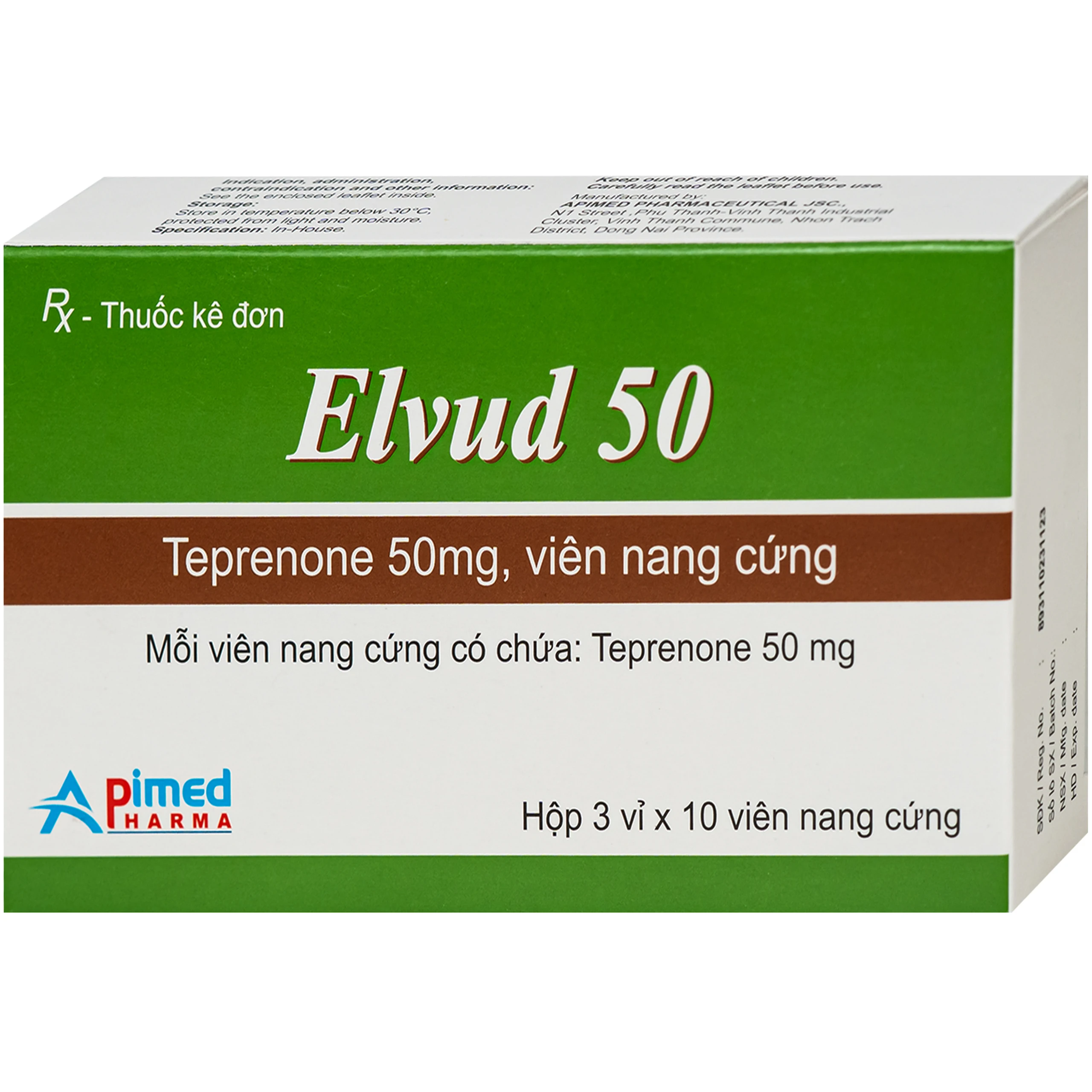 Thuốc Elvud 50mg Apimed điều trị viêm loét dạ dày và cải thiện tổn thương niêm mạc dạ dày (3 vỉ x 10 viên) 2
