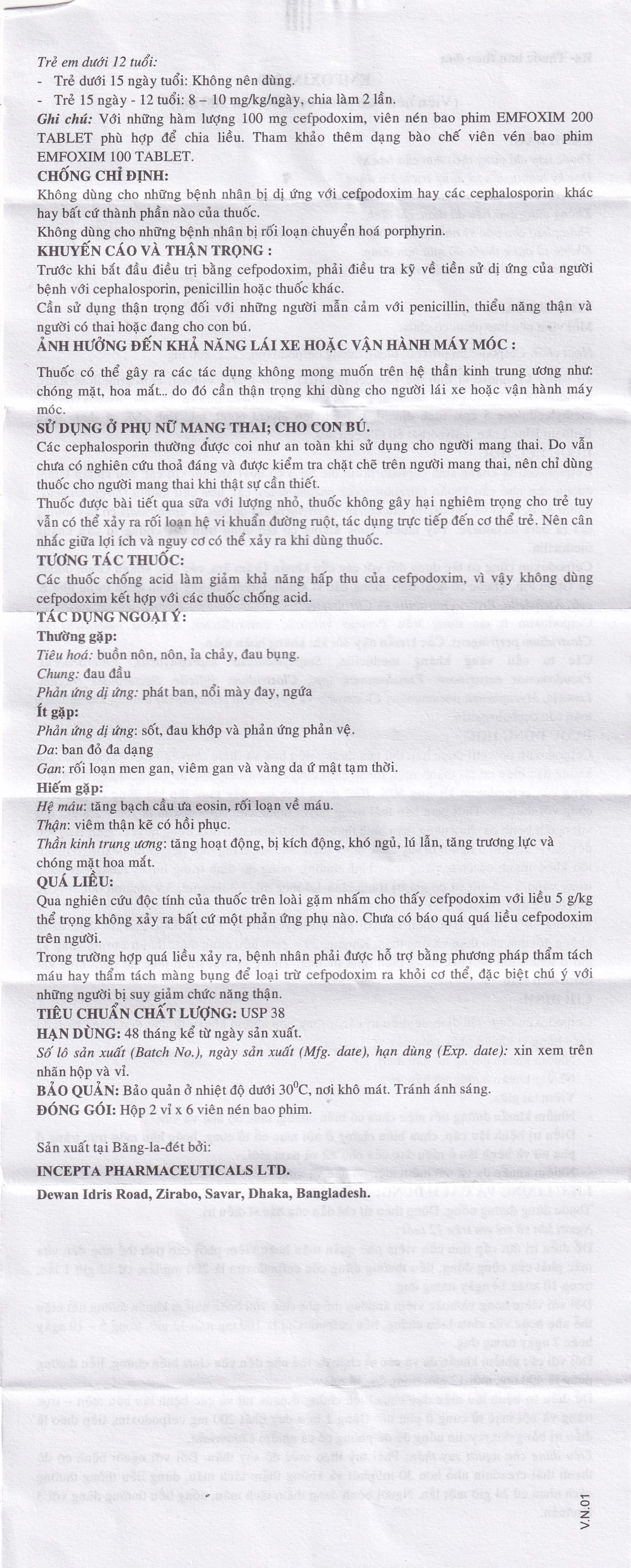 Thuốc Emfoxim 200Mg Incepta điều trị các trường hợp nhiễm khuẩn từ nhẹ đến trung bình (2 vỉ x 6 viên)