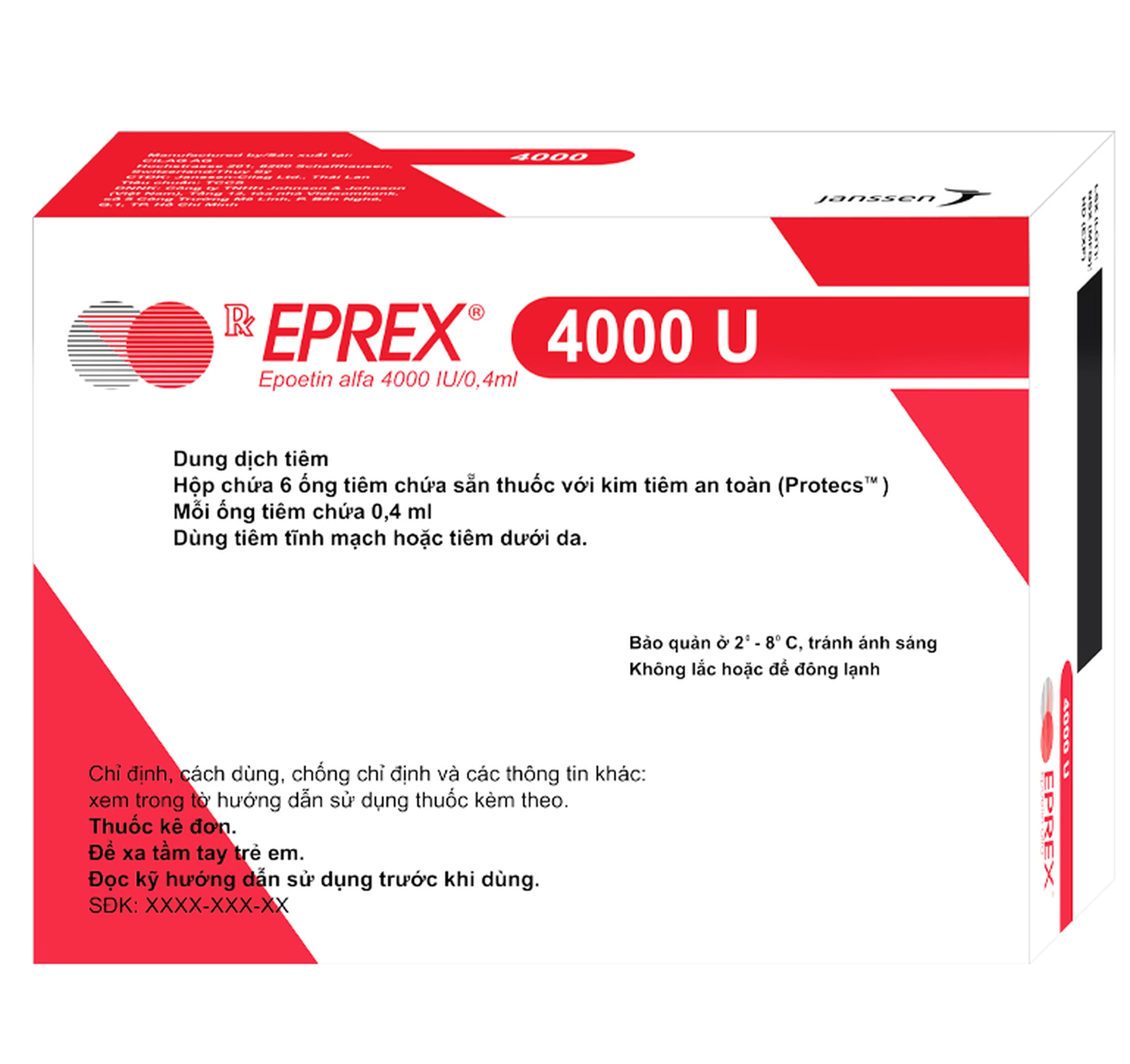 Thuốc tiêm Eprex Prefill 4000IU Janssen điều trị thiếu máu (6 ống)