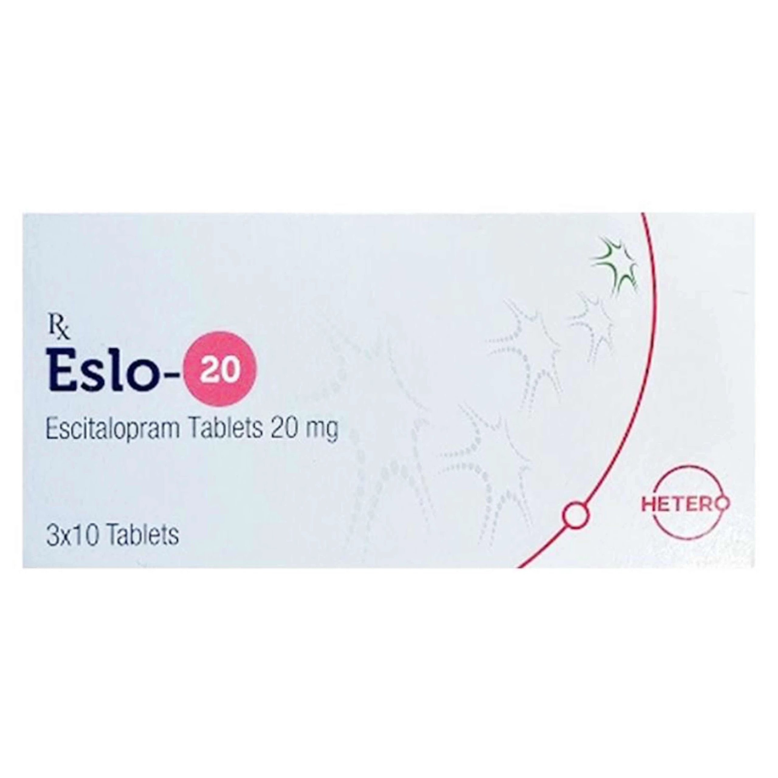 Thuốc Eslo-20 Hetero điều trị trầm cảm, rối loạn lo âu (3 vỉ x 10 viên)