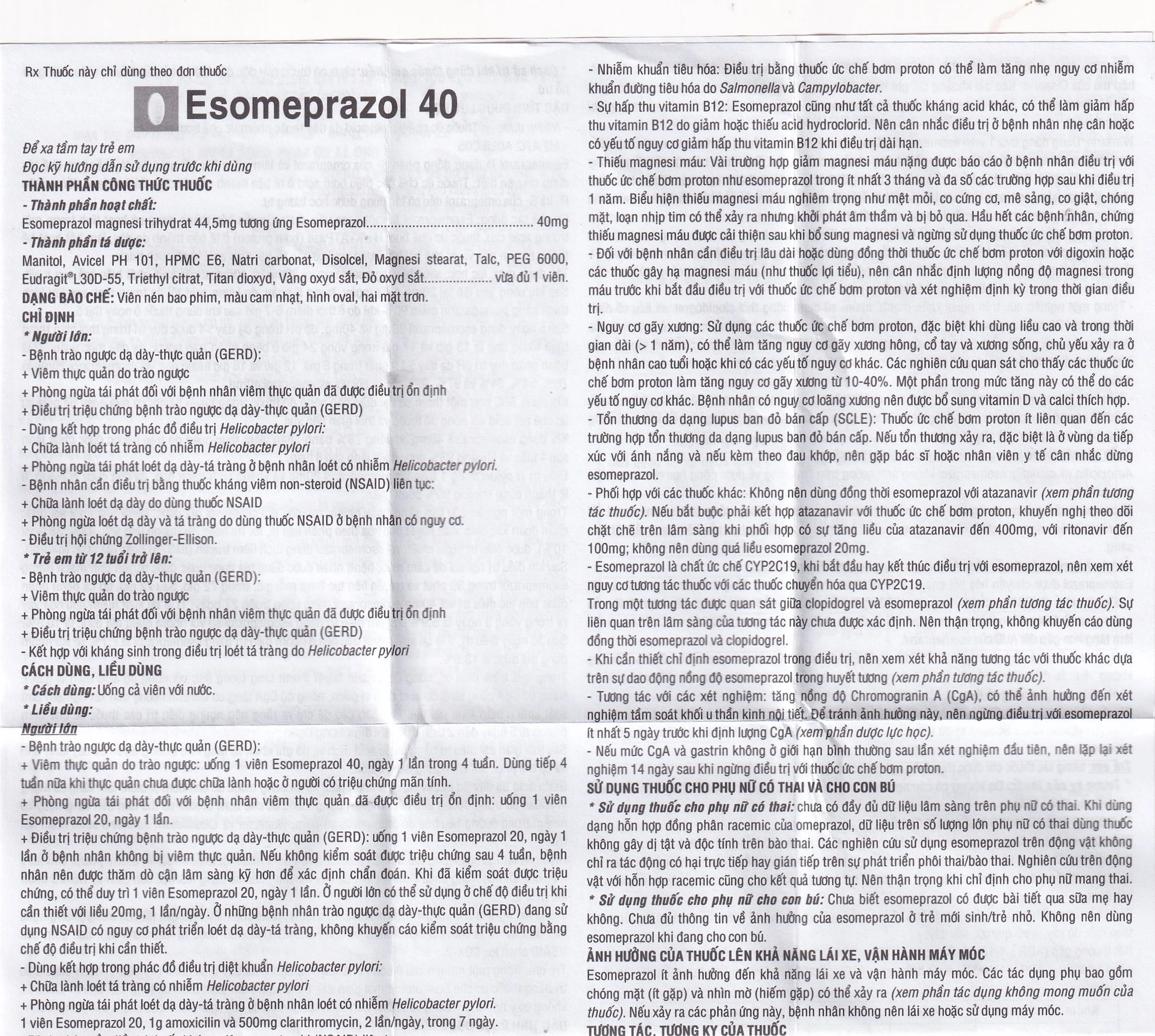 Thuốc Esomeprazol 40 Tv.Pharm điều trị loét dạ dày, trào ngược dạ dày, thực quản (3 vỉ x 10 viên)