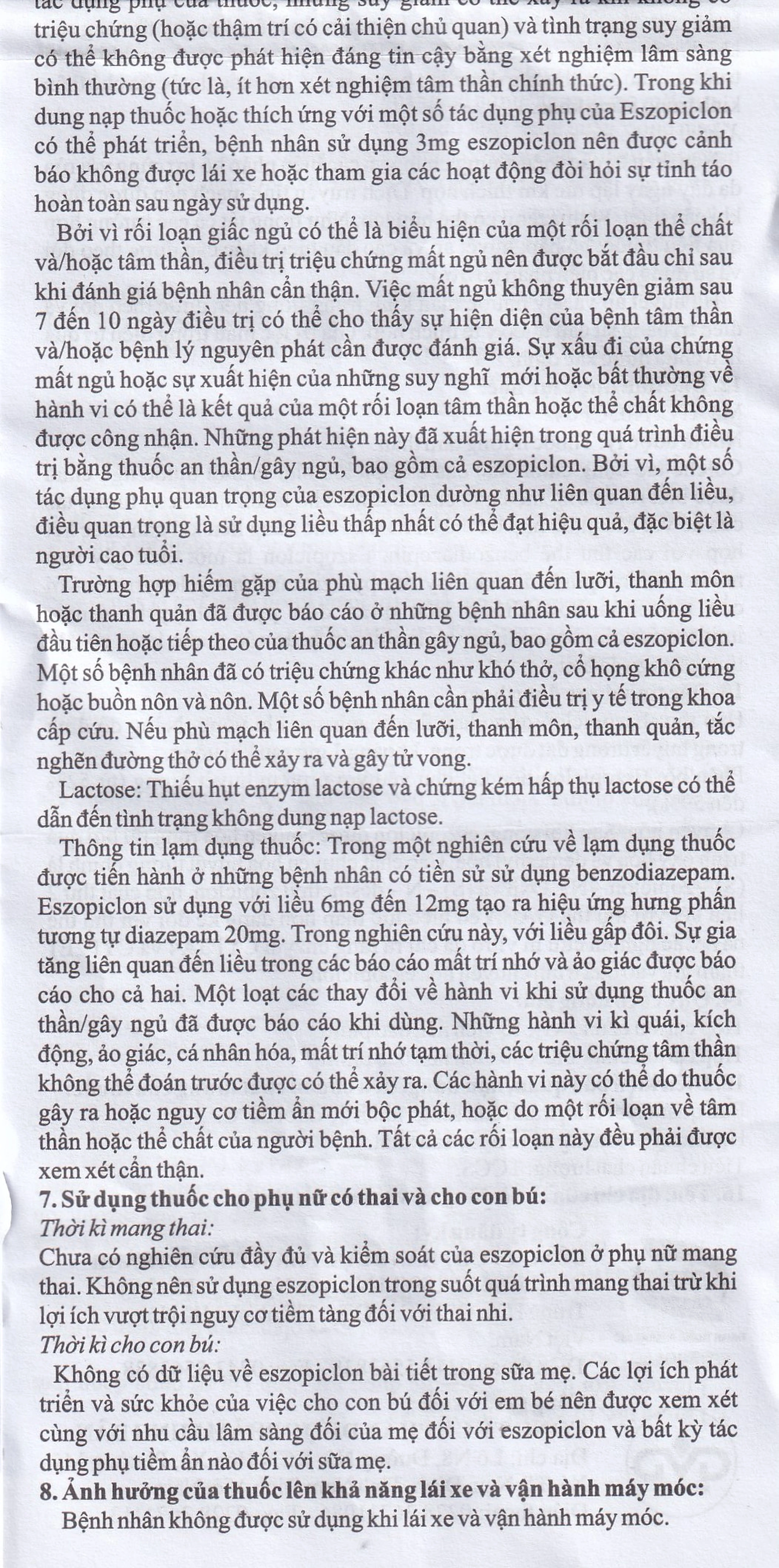 Thuốc Eszopiclone 2mg Minh Dân điều trị chứng mất ngủ (3 vỉ x 10 viên)