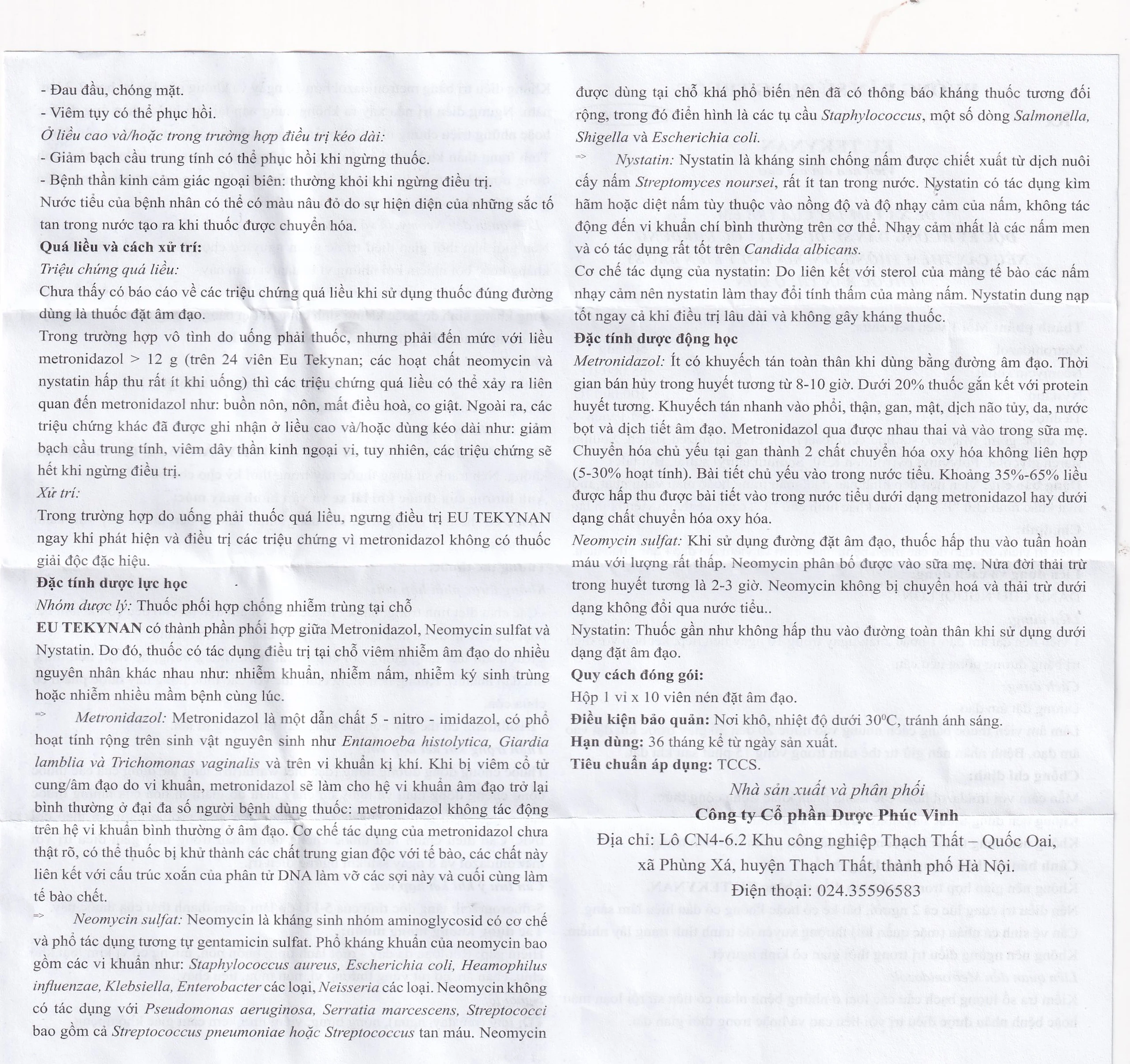 Viên đặt âm đạo Eu Tekynan PV điều trị viêm âm đạo (1 vỉ x 10 viên)