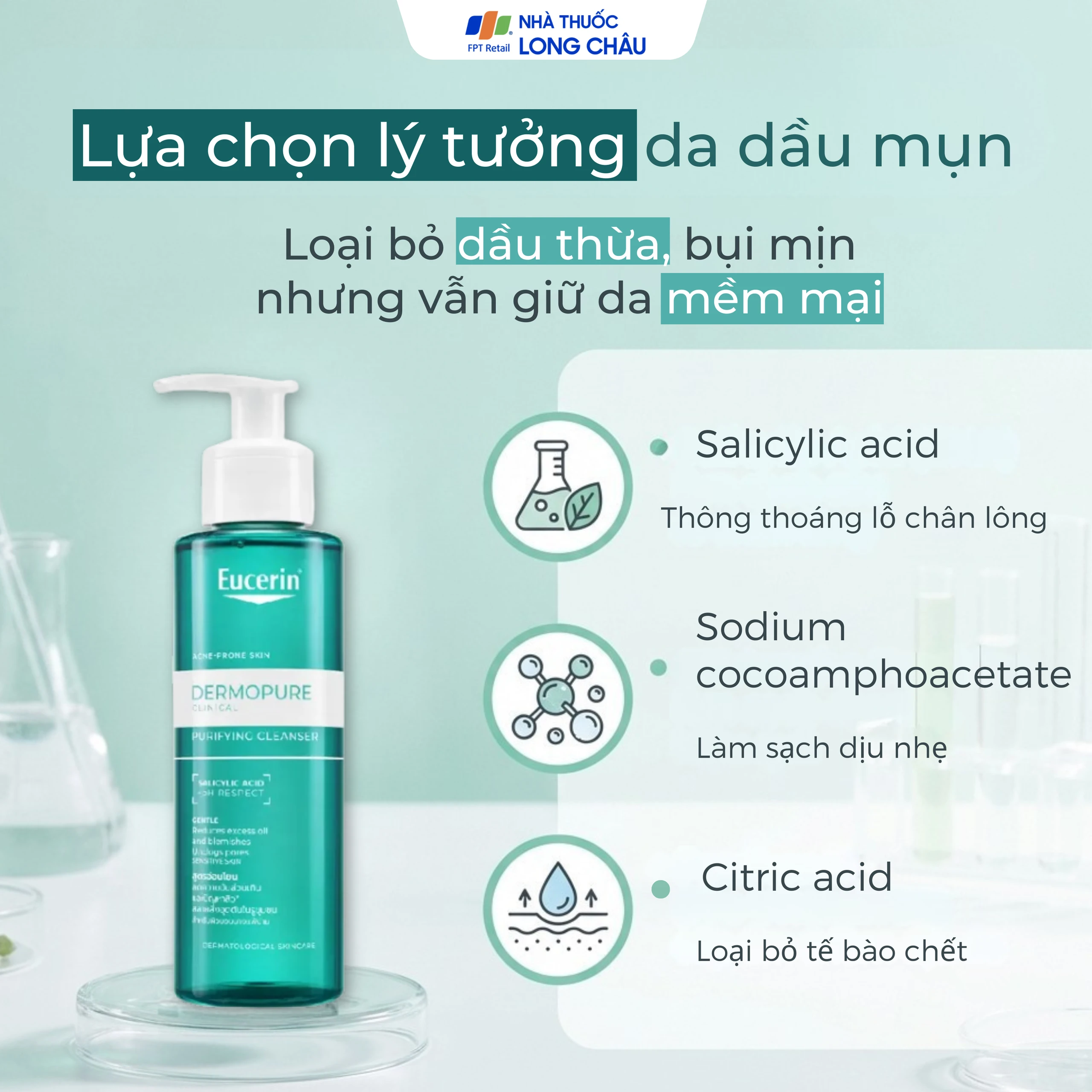 Gel rửa mặt cho da nhờn mụn Eucerin Pro Acne Cleansing (200ml)