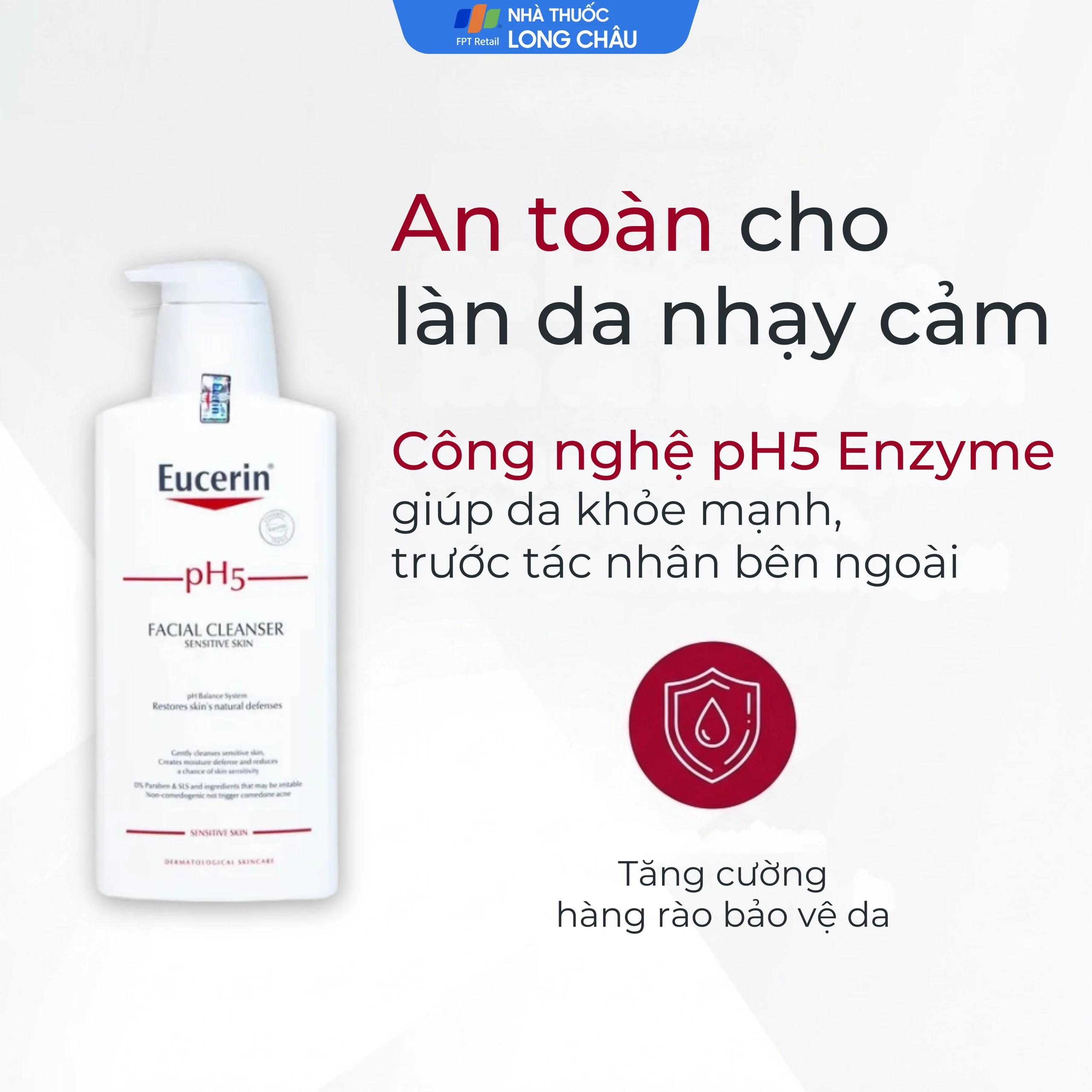 Sữa rửa mặt Eucerin pH5 Facial Cleanser Sensitive Skin làm sạch sâu cho da nhạy cảm (400ml)