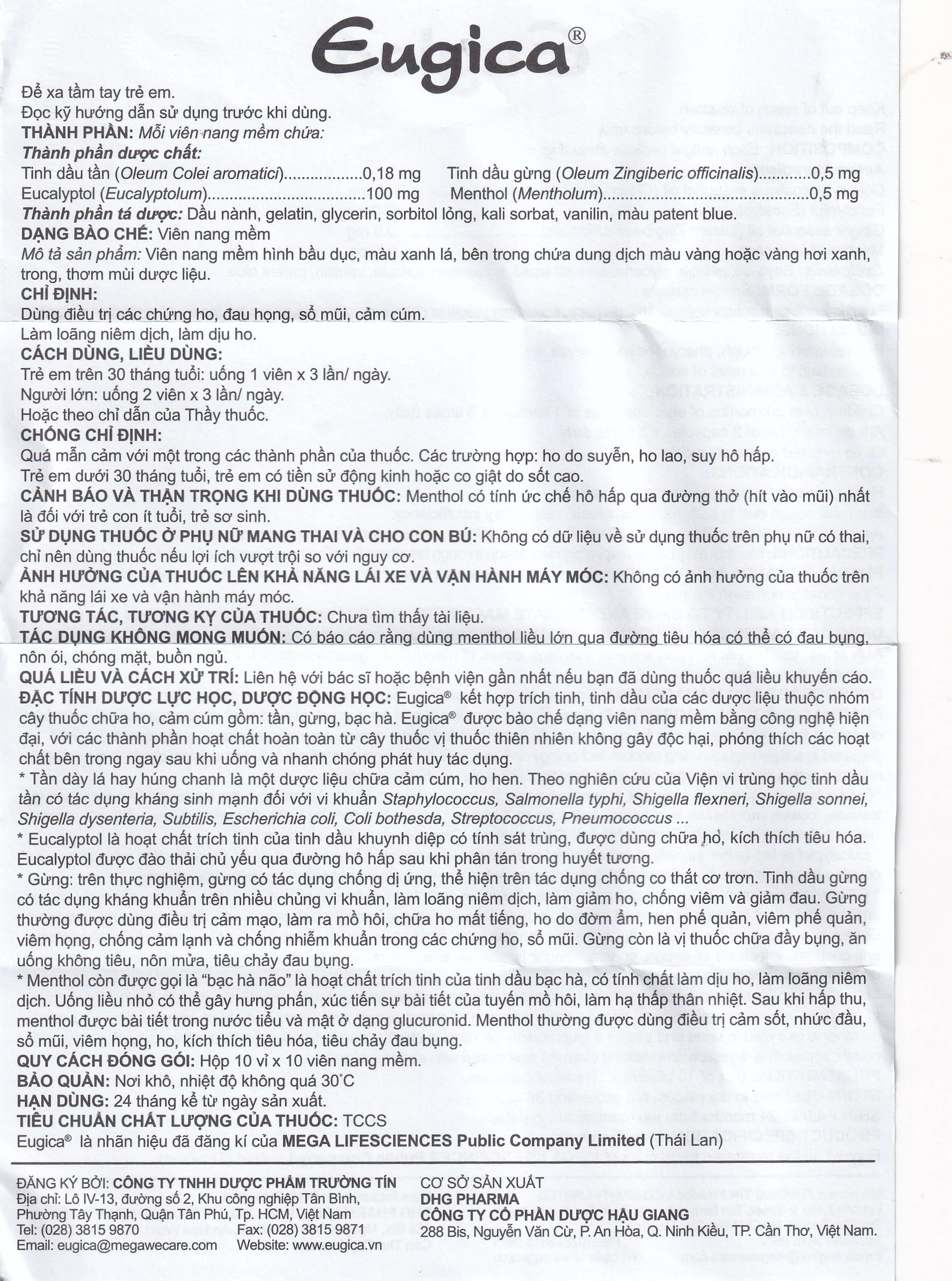 Thuốc Eugica MEGA We care điều trị ho đờm, cảm cúm, sổ mũi (10 vỉ x 10 viên)