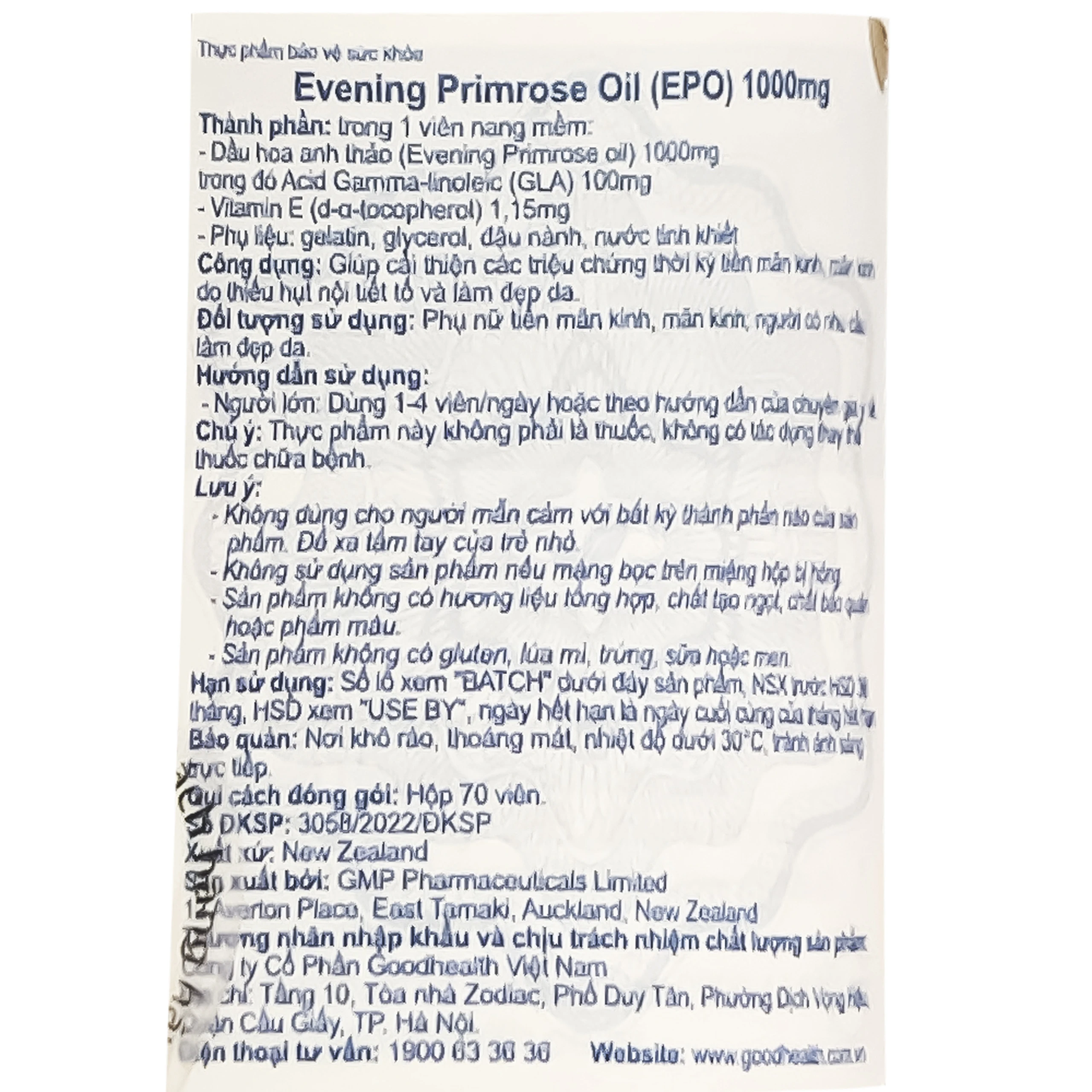 Viên uống cải thiện nội tiết tố nữ giúp da mịn Evening Primrose Oil (EPO) 1000mg GoodHealth (70 viên)