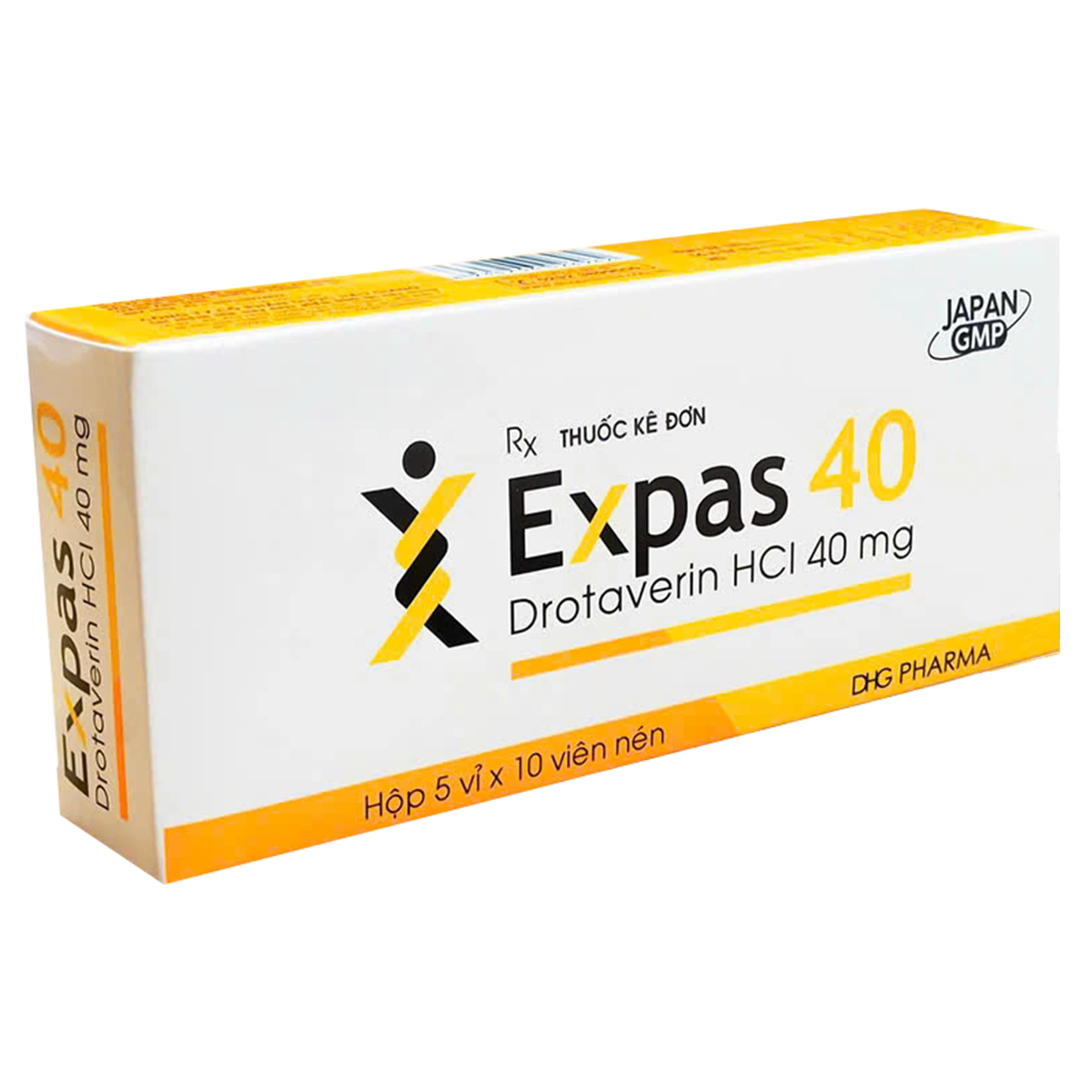 Thuốc Expas 40mg Dhg Pharma được chỉ định để điều trị đau bụng, táo bón, co thắt đại tràng (5 vỉ 10 viên)