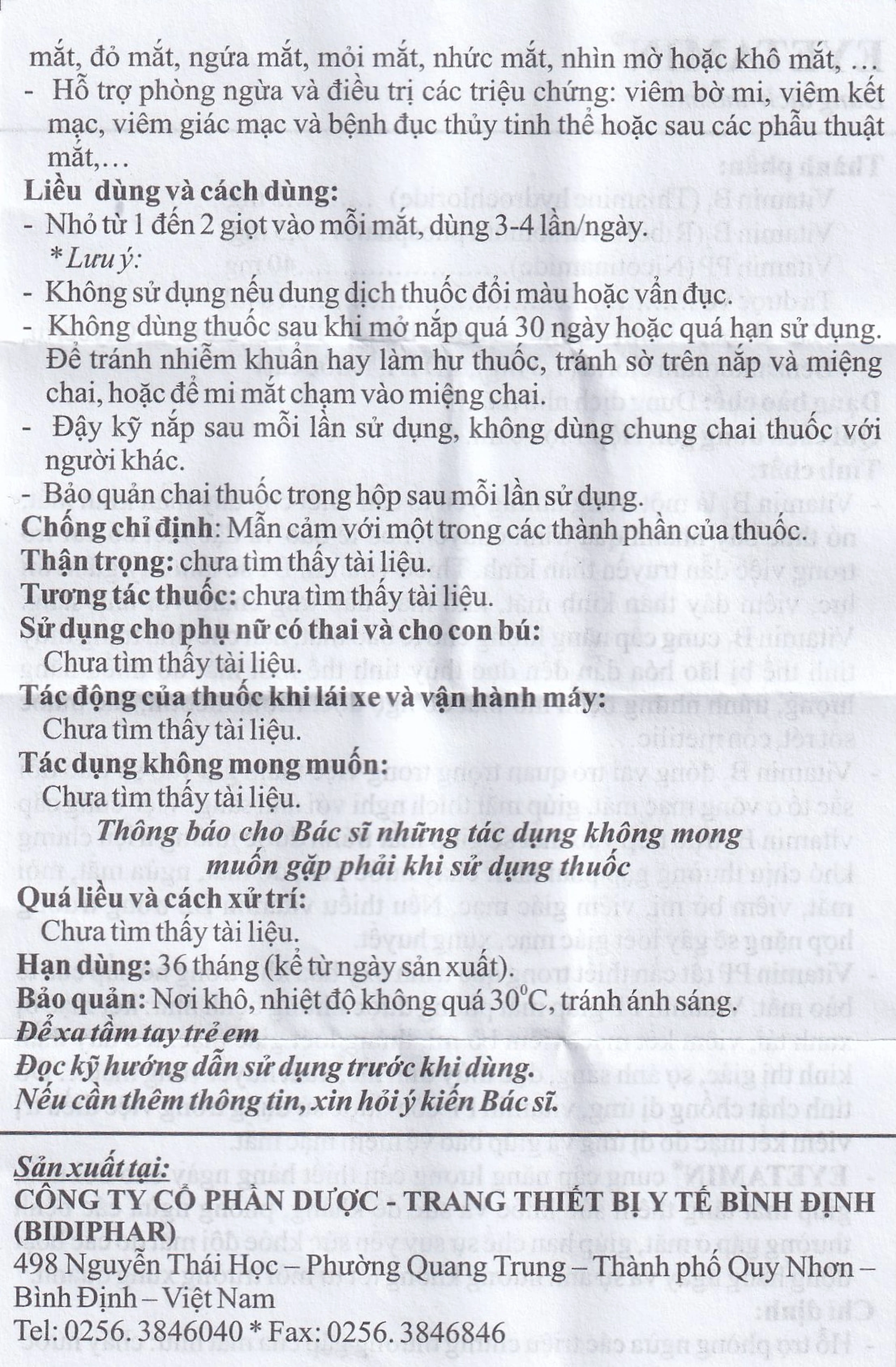 Dung dịch nhỏ mắt Eyetamin 10ml Bidiphar hỗ trợ phòng ngừa các triệu chứng chảy nước mắt, đỏ mắt 