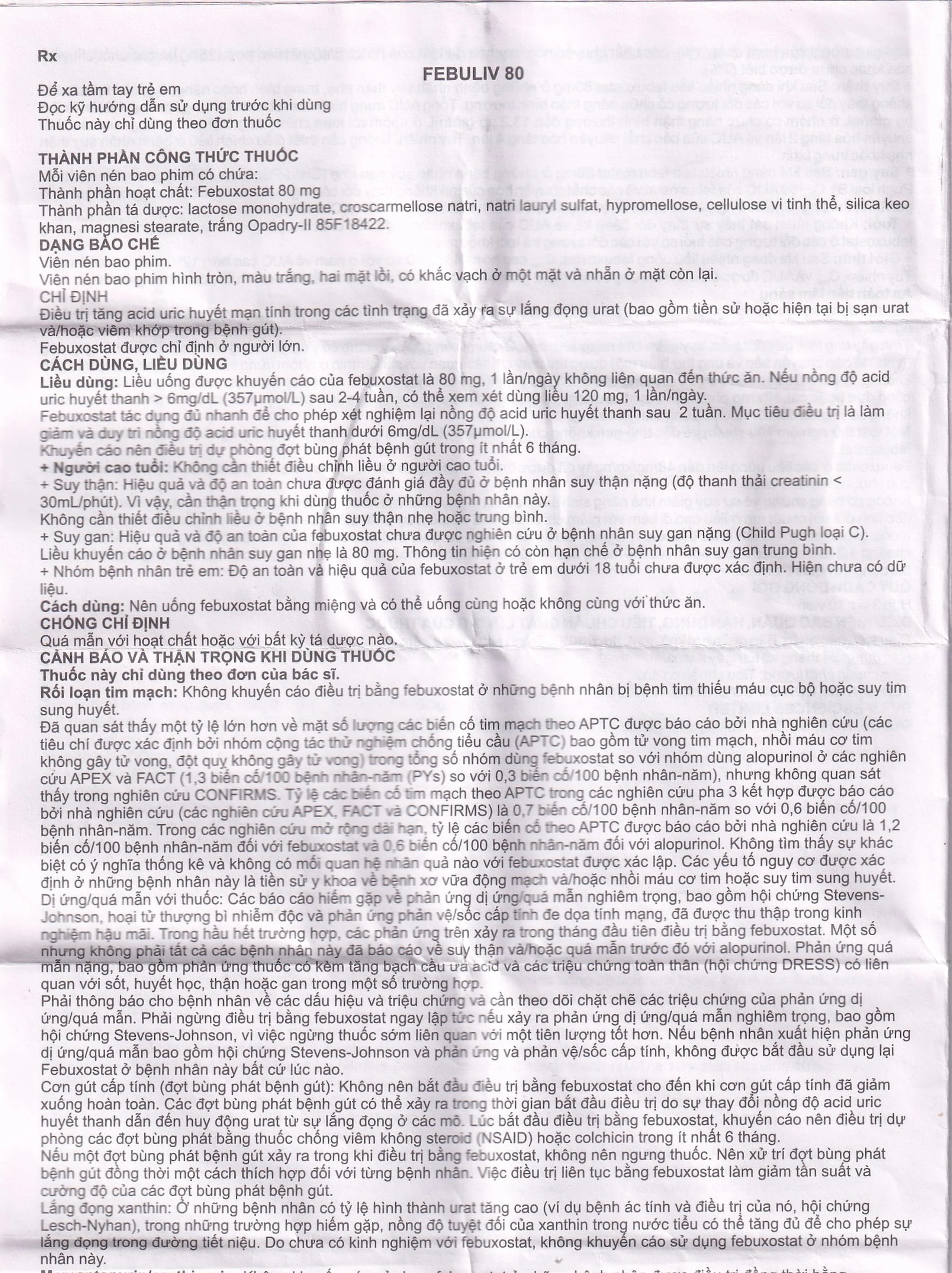 Thuốc Febuliv 80mg RV điều trị tăng acid uric huyết mạn tính (3 vỉ x 10 viên)
