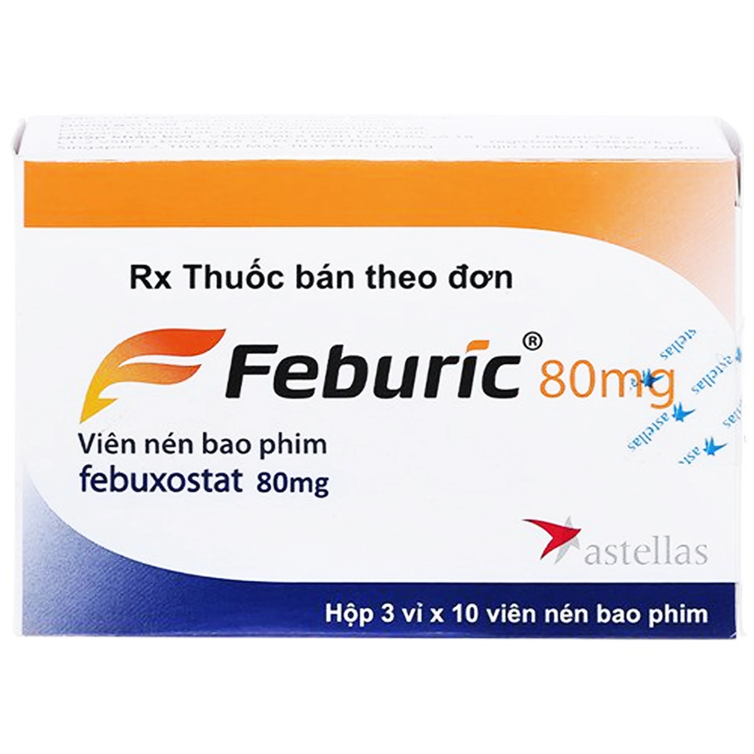 Thuốc Feburic 80mg Astellas điều trị tăng acid uric huyết mạn tính (3 vỉ x 10 viên)
