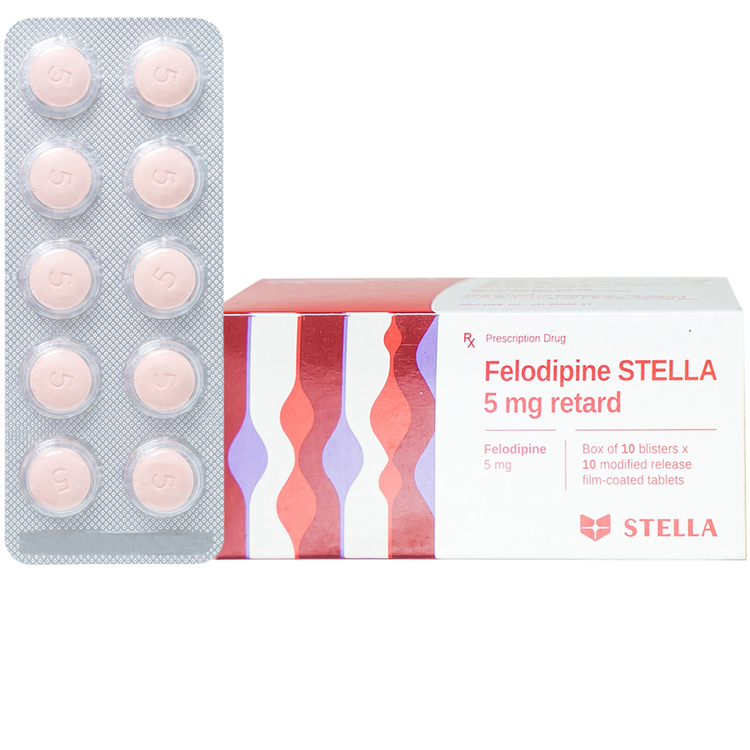 Thuốc Felodipine Stella 5mg Retard kiểm soát tăng huyết áp (10 vỉ x 10 viên) 1