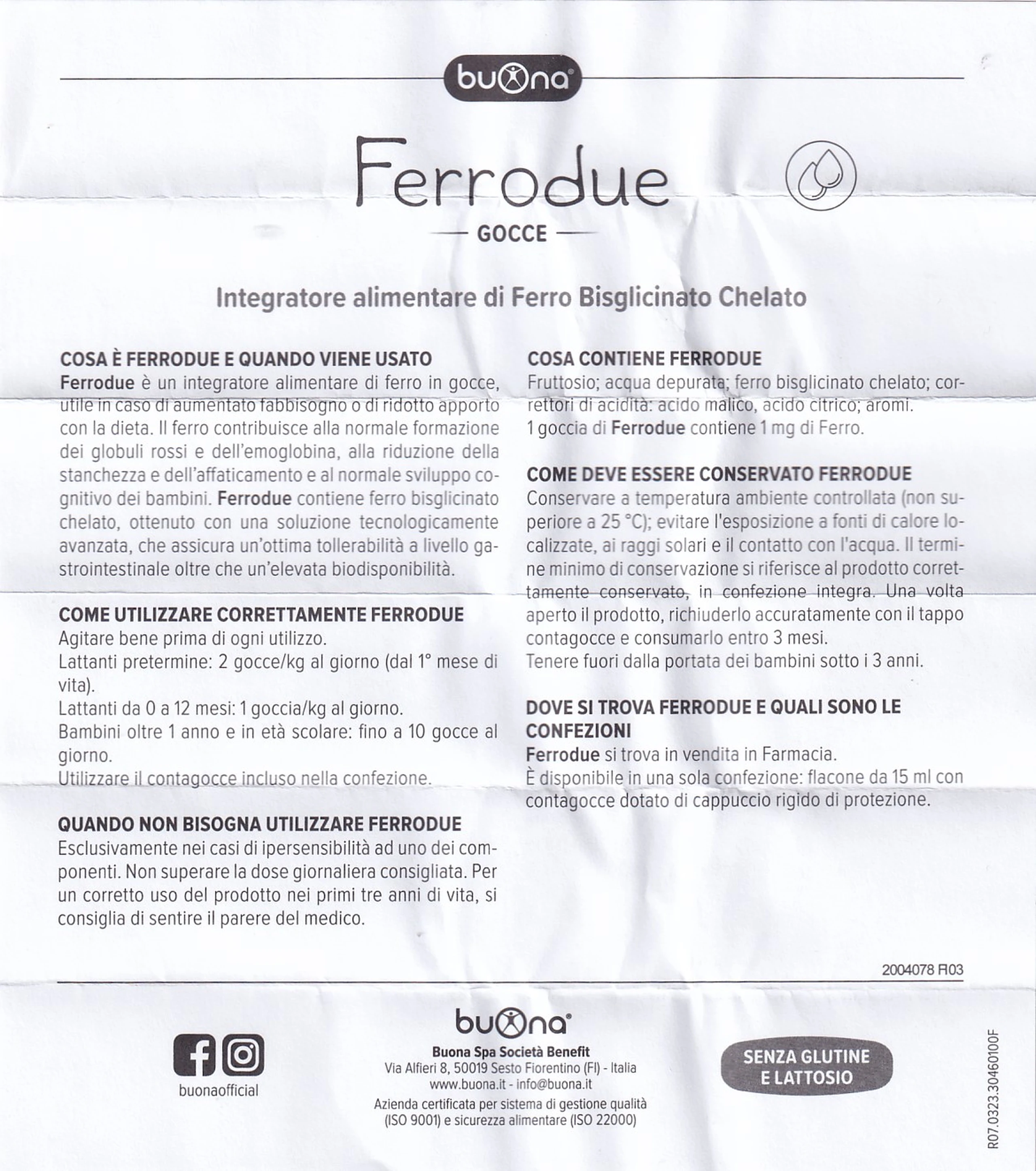 Dung dịch giúp giảm nguy cơ thiếu máu do thiếu sắt Buona Ferrodue (15ml)