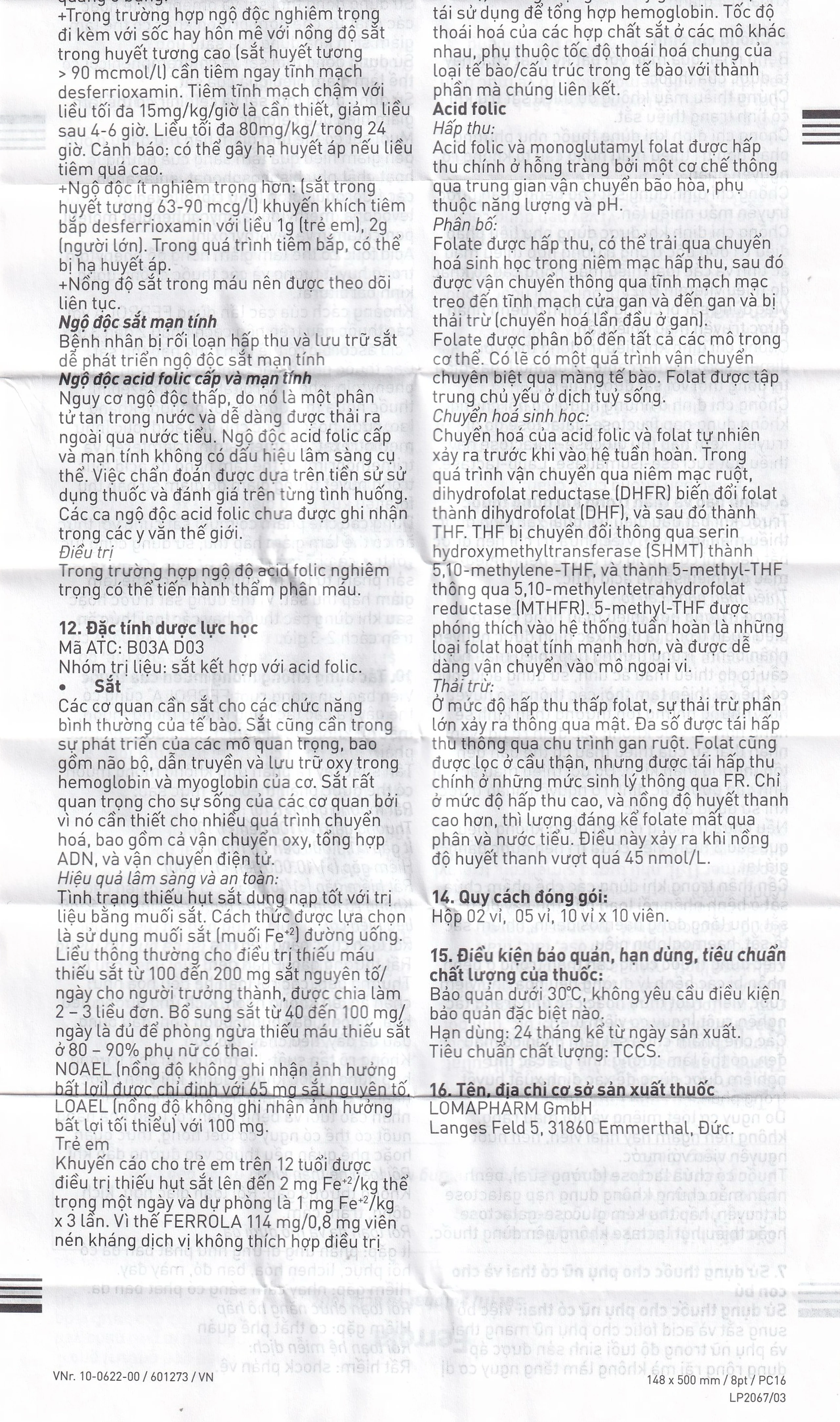 Thuốc Ferrola Worwag điều trị thiếu máu do thiếu sắt (5 vỉ x 10 viên)