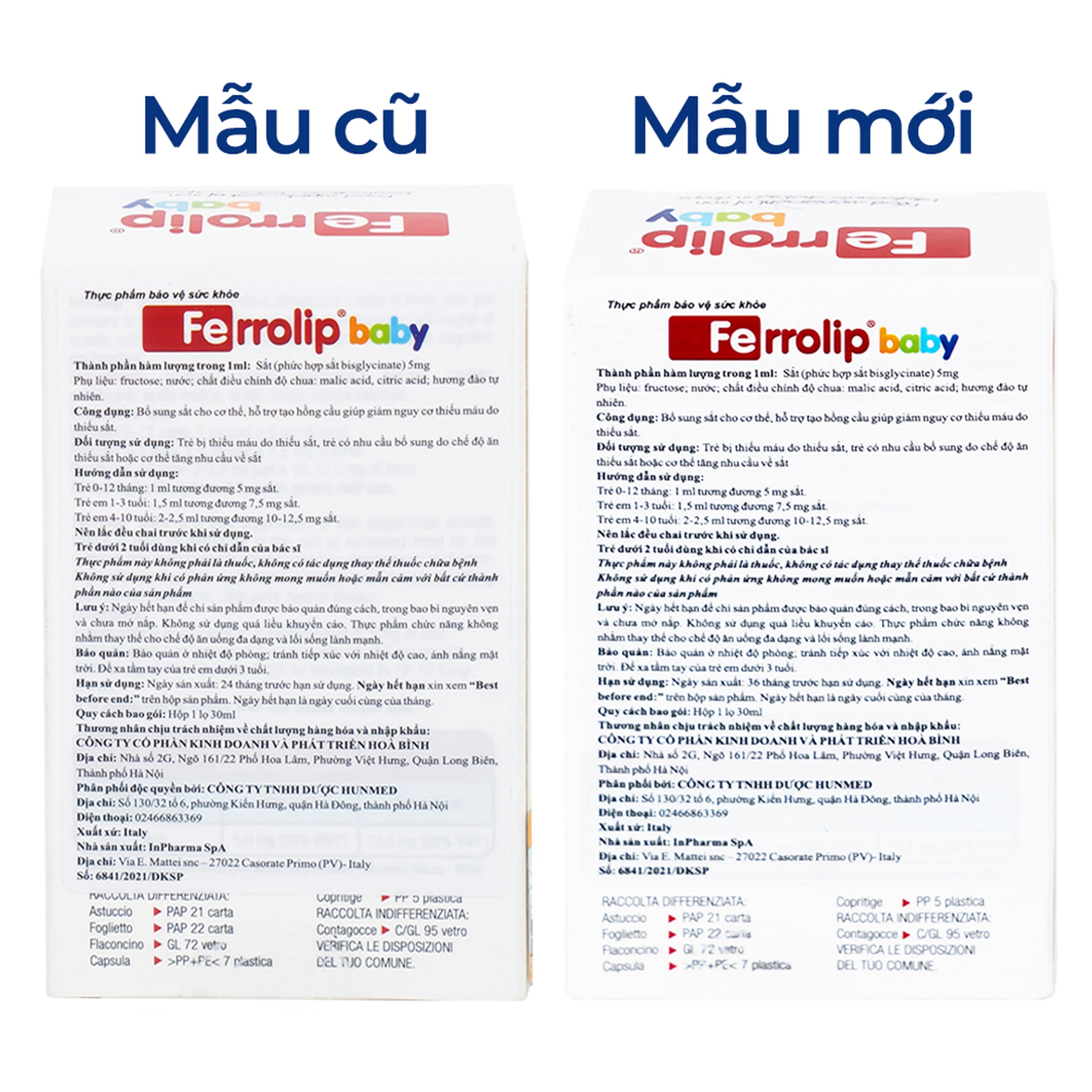 Dung dịch giúp giảm nguy cơ thiếu máu do thiếu sắt Ferrolip Baby InPharma SpA (30ml)