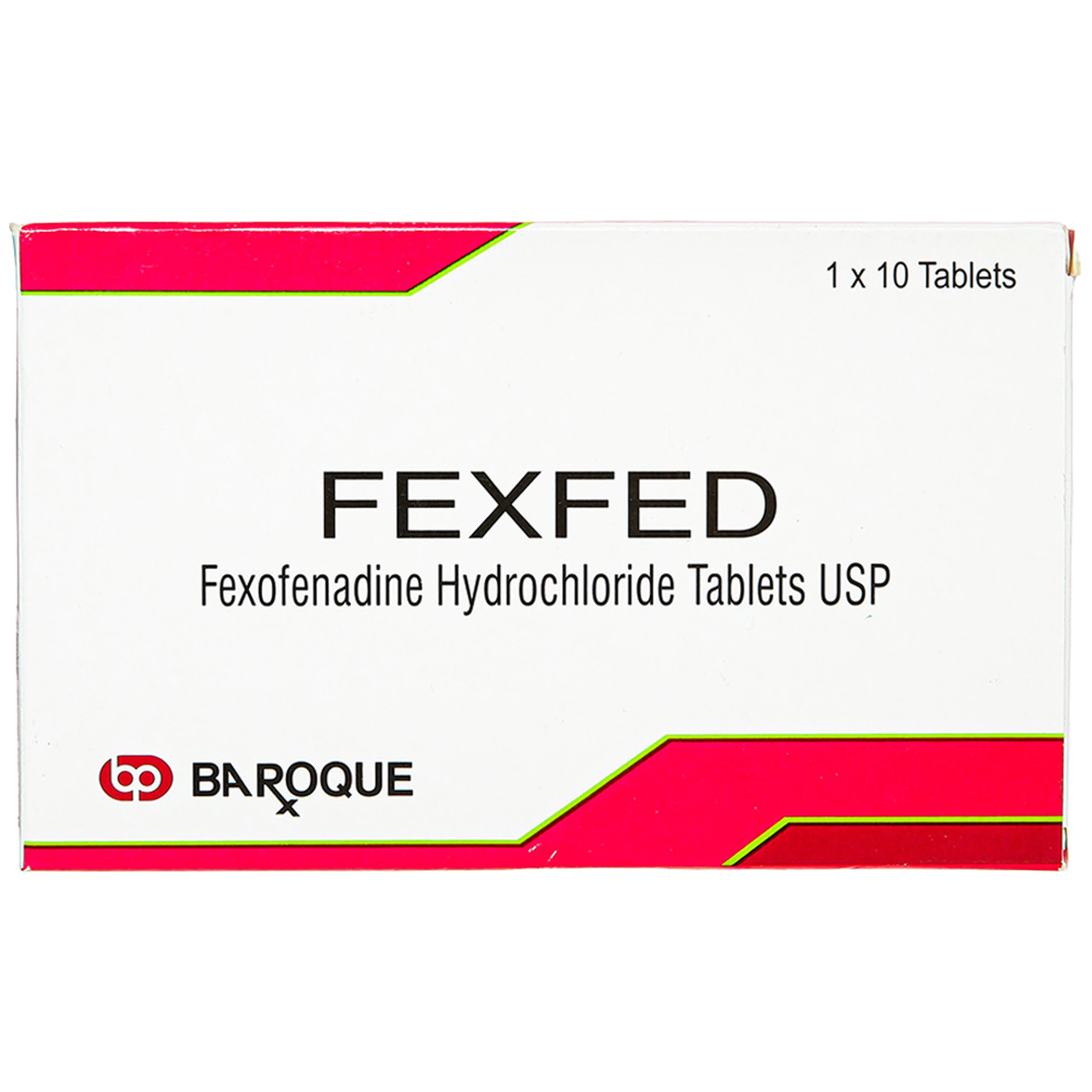 Thuốc Fexfed 180mg Baroque Pharmaceuticals giảm triệu chứng viêm mũi dị ứng theo mùa (1 vỉ x 10 viên)