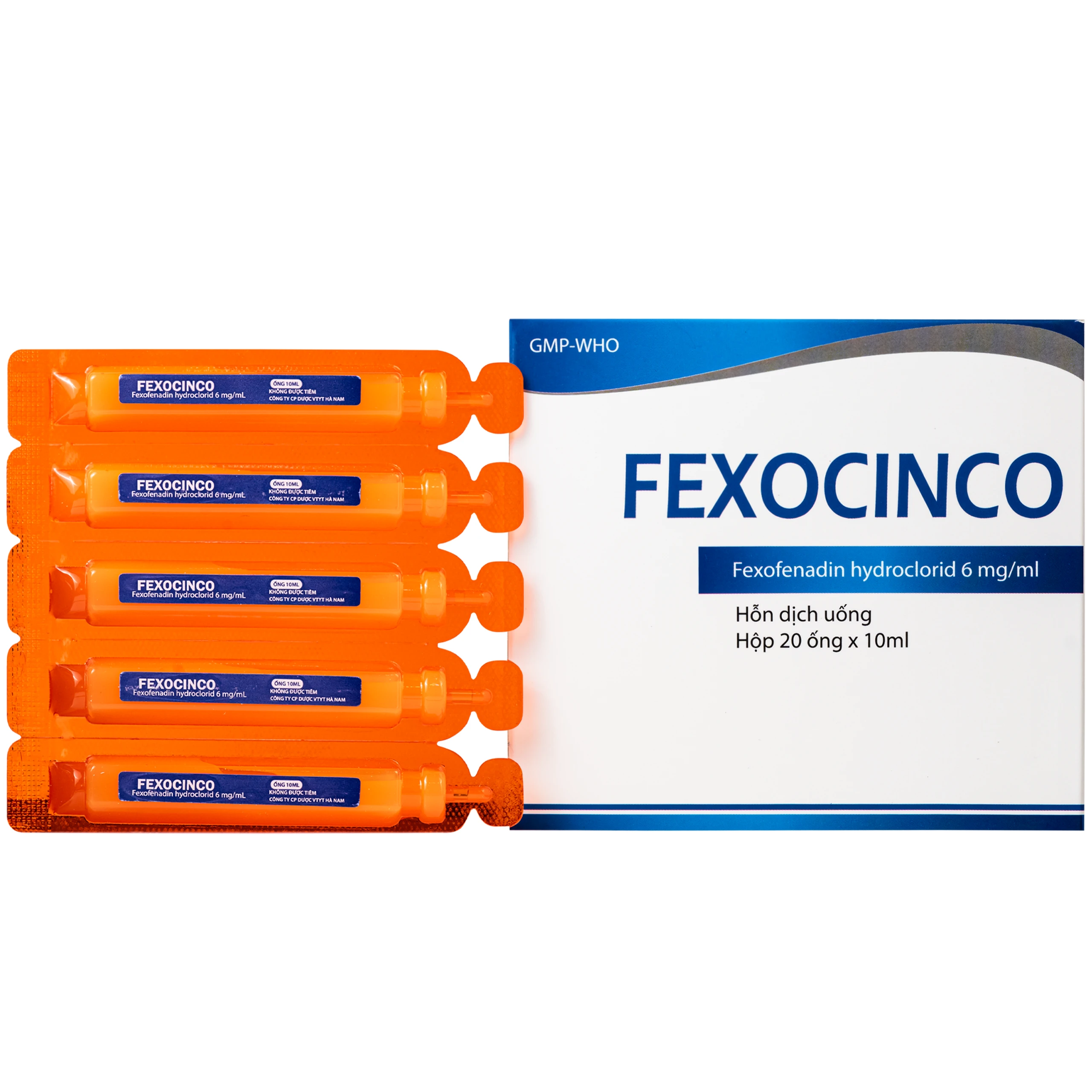 Thuốc Fexocinco 6mg Hà Nam điều trị triệu chứng viêm mũi dị ứng và mày đay mạn tính (20 ống x 10ml) 1