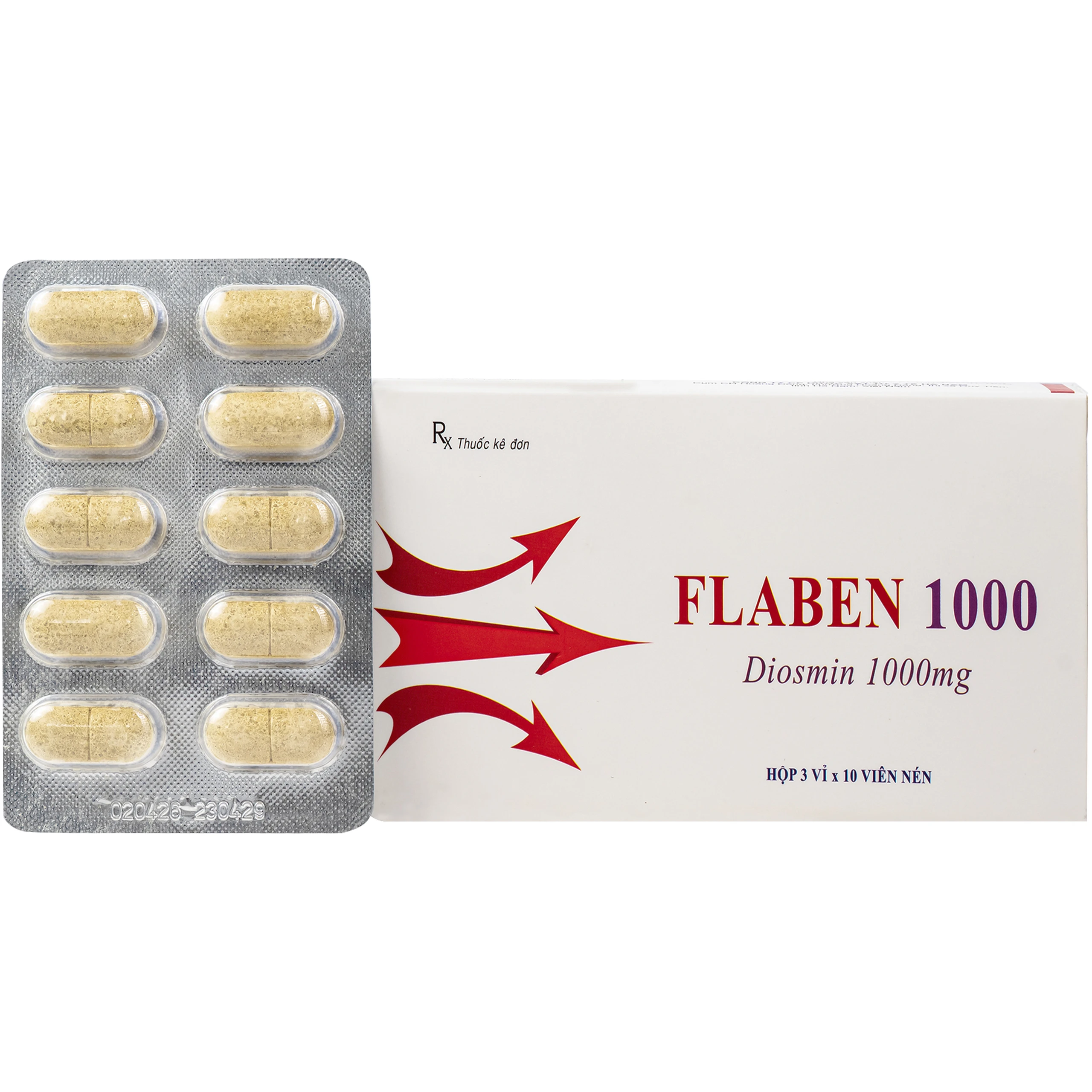 Thuốc Flaben 1000 Hà Nam điều trị các dấu hiệu và triệu chứng của suy tuần hoàn tĩnh mạch mãn tính (3 vỉ x 10 viên) 1