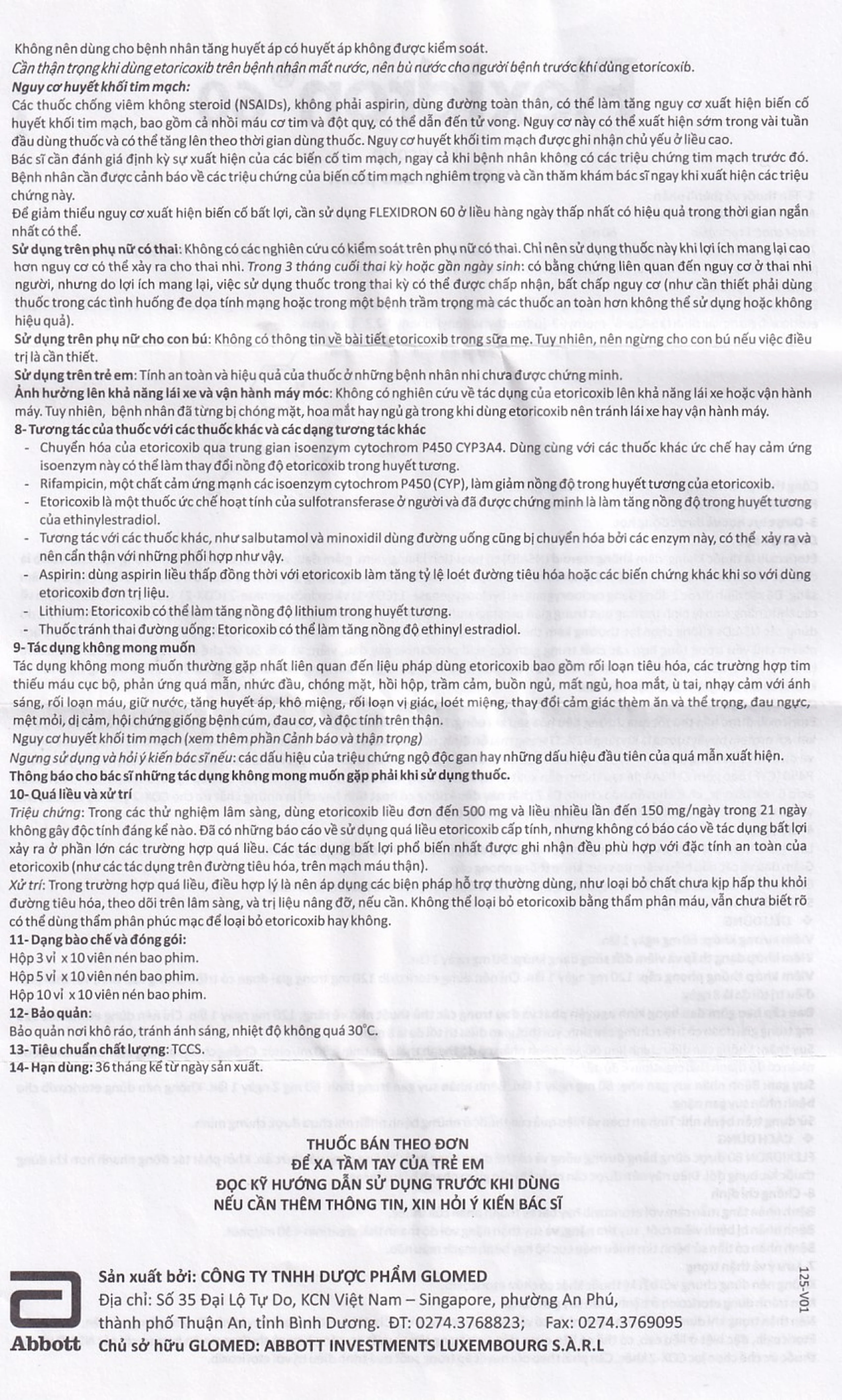 Thuốc Flexidron 60 Abbott giảm triệu chứng viêm xương khớp, viêm khớp dạng thấp (3 vỉ x 10 viên)