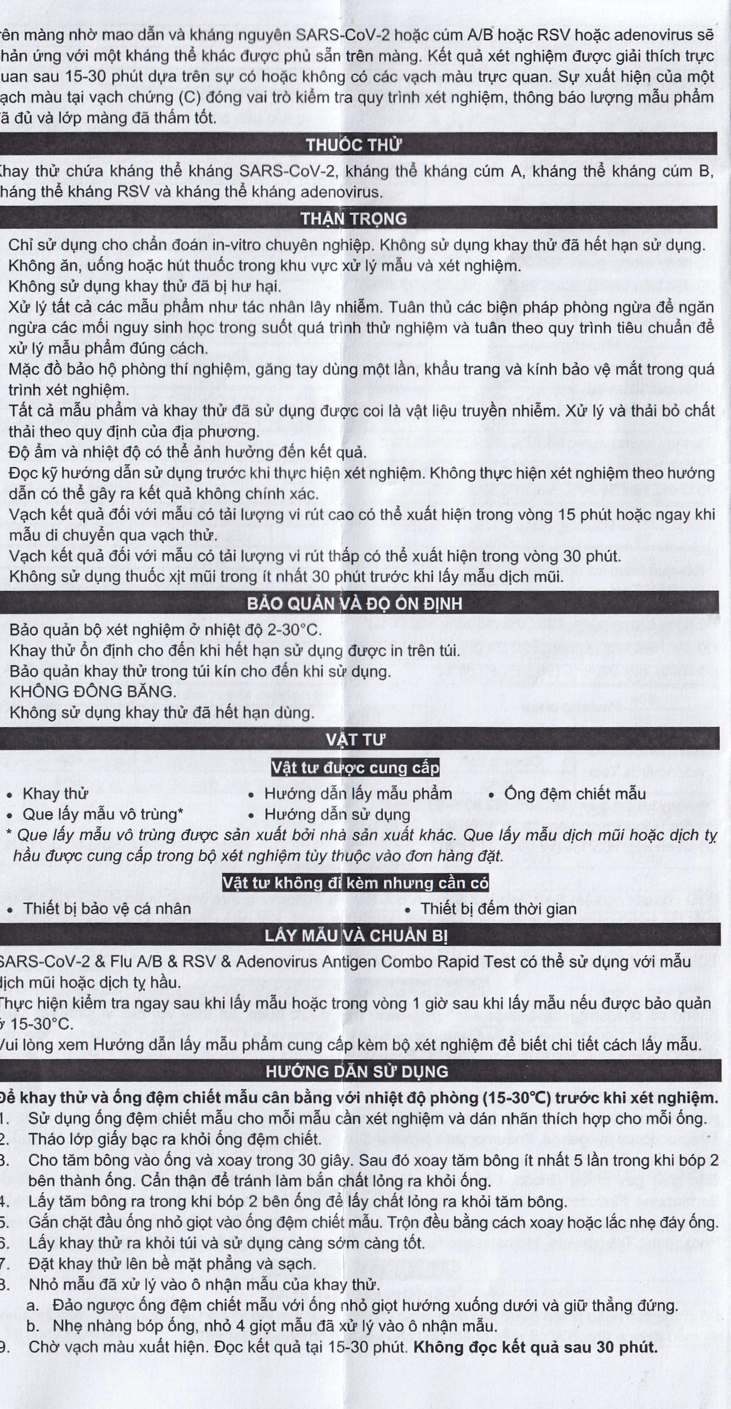 Kit test cúm A/B, Covid, RSV, ADV Flowflex (20 kít)