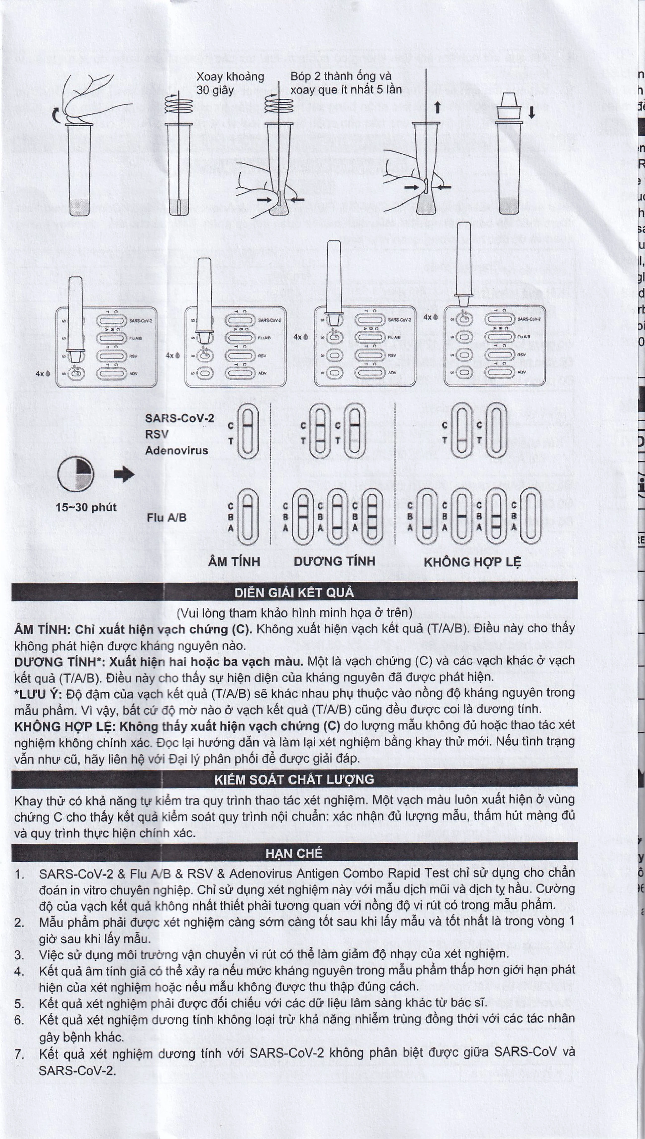 Kit test cúm A/B, Covid, RSV, ADV Flowflex (20 kít)