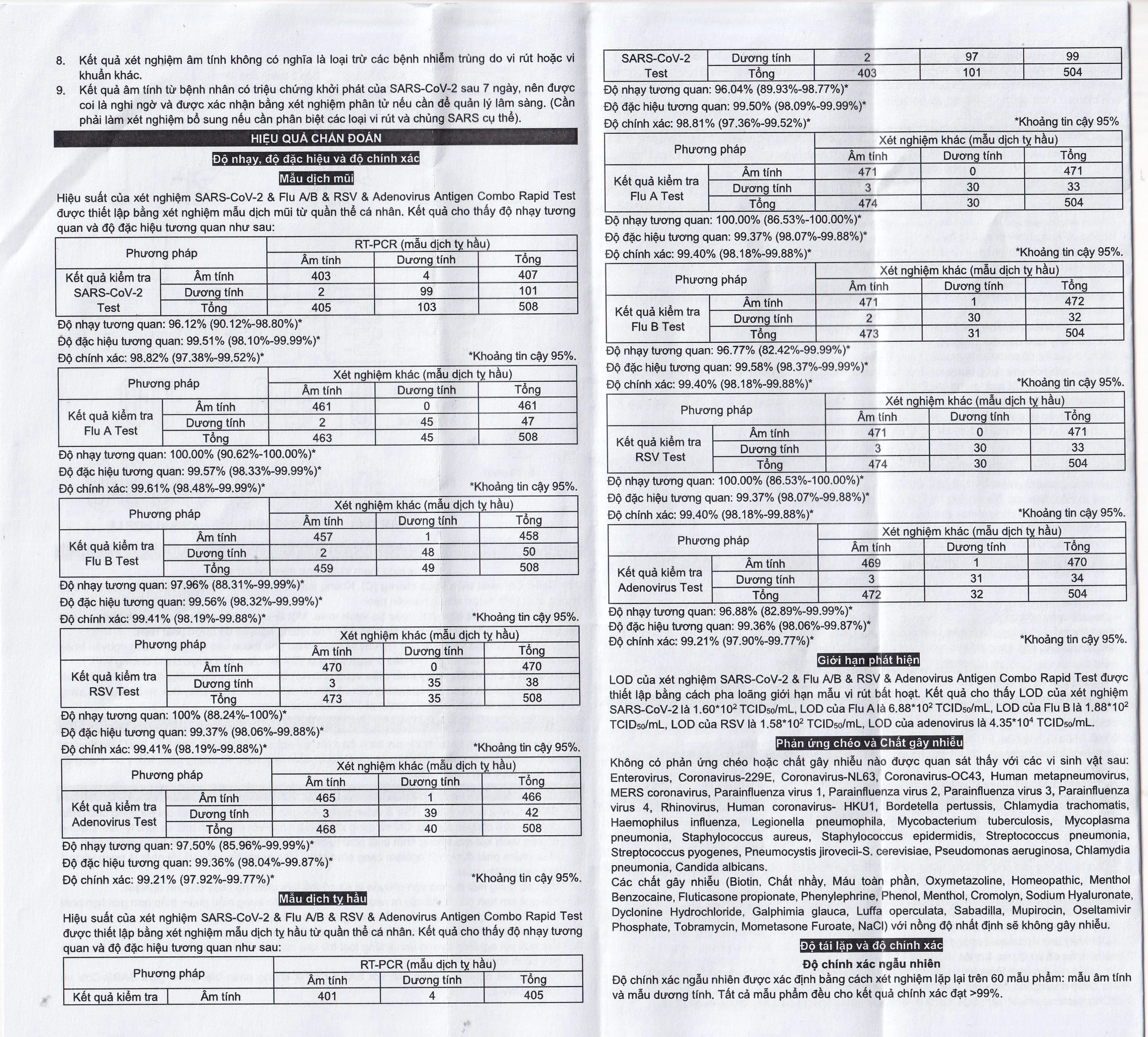 Kit test cúm A/B, Covid, RSV, ADV Flowflex (20 kít)