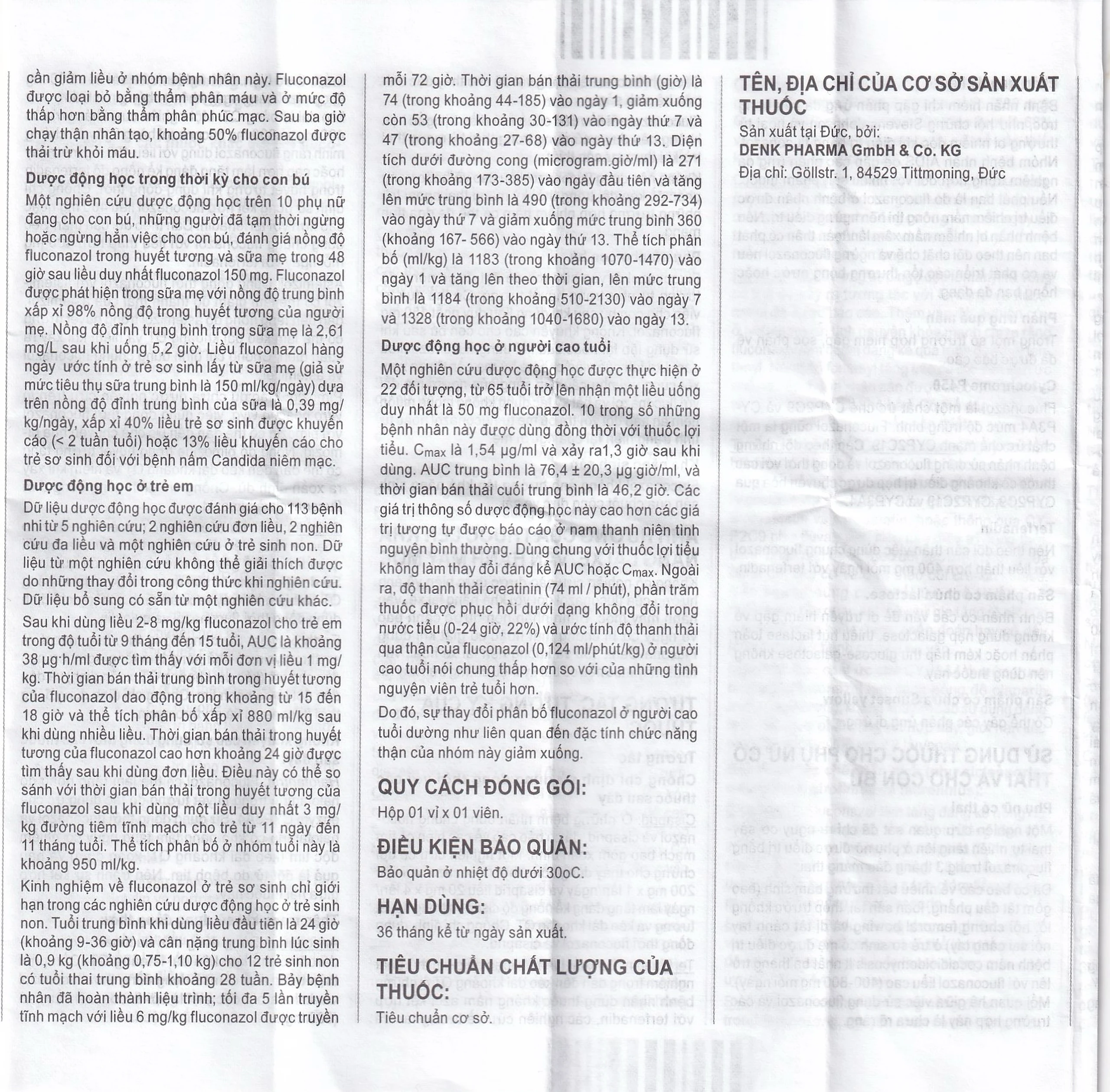Thuốc Flucona-Denk 150mg điều trị nhiễm nấm candida ở người lớn (1 viên)
