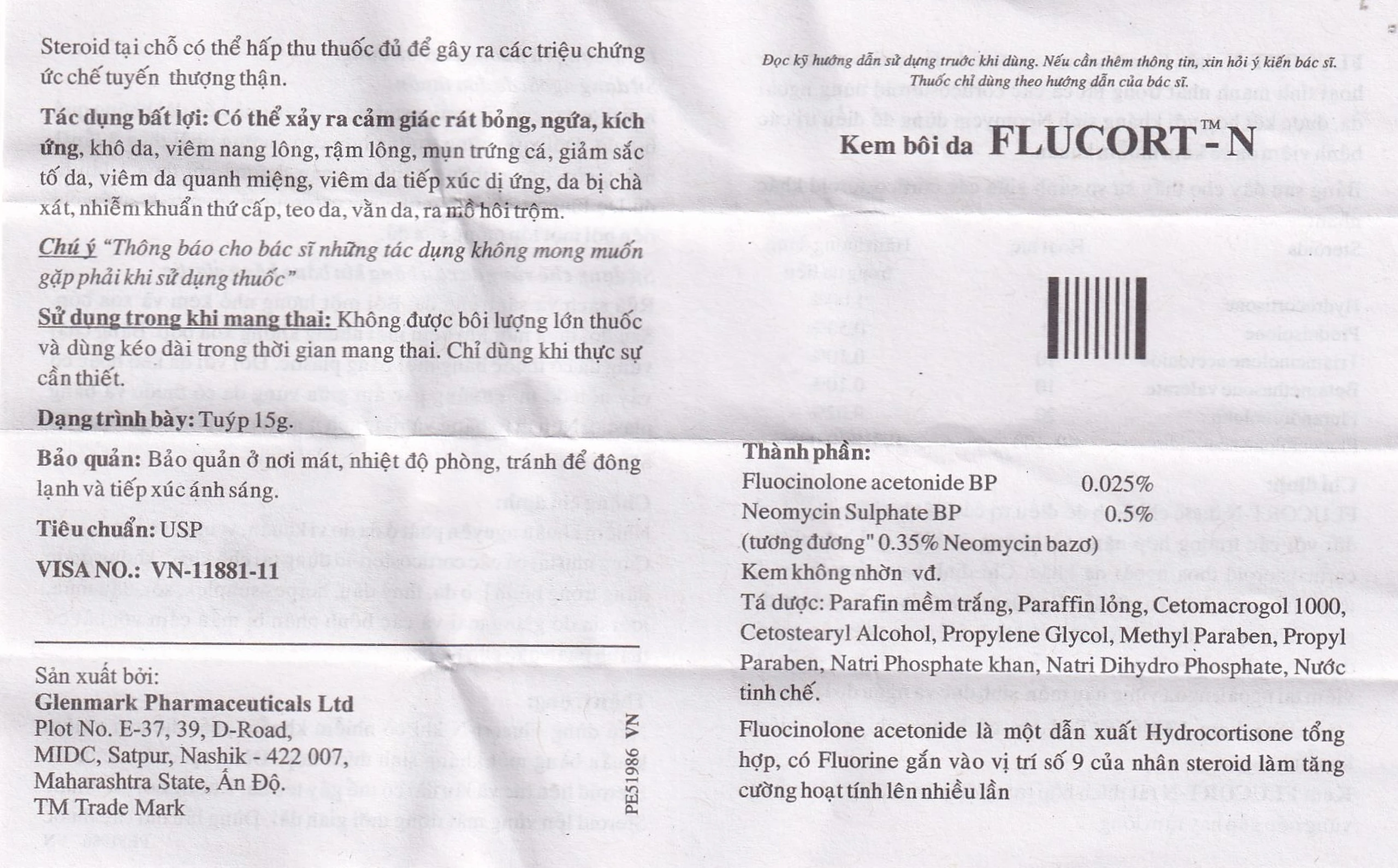 Kem Flucort-N Glenmark hỗ trợ điều trị các bệnh viêm da (15g)