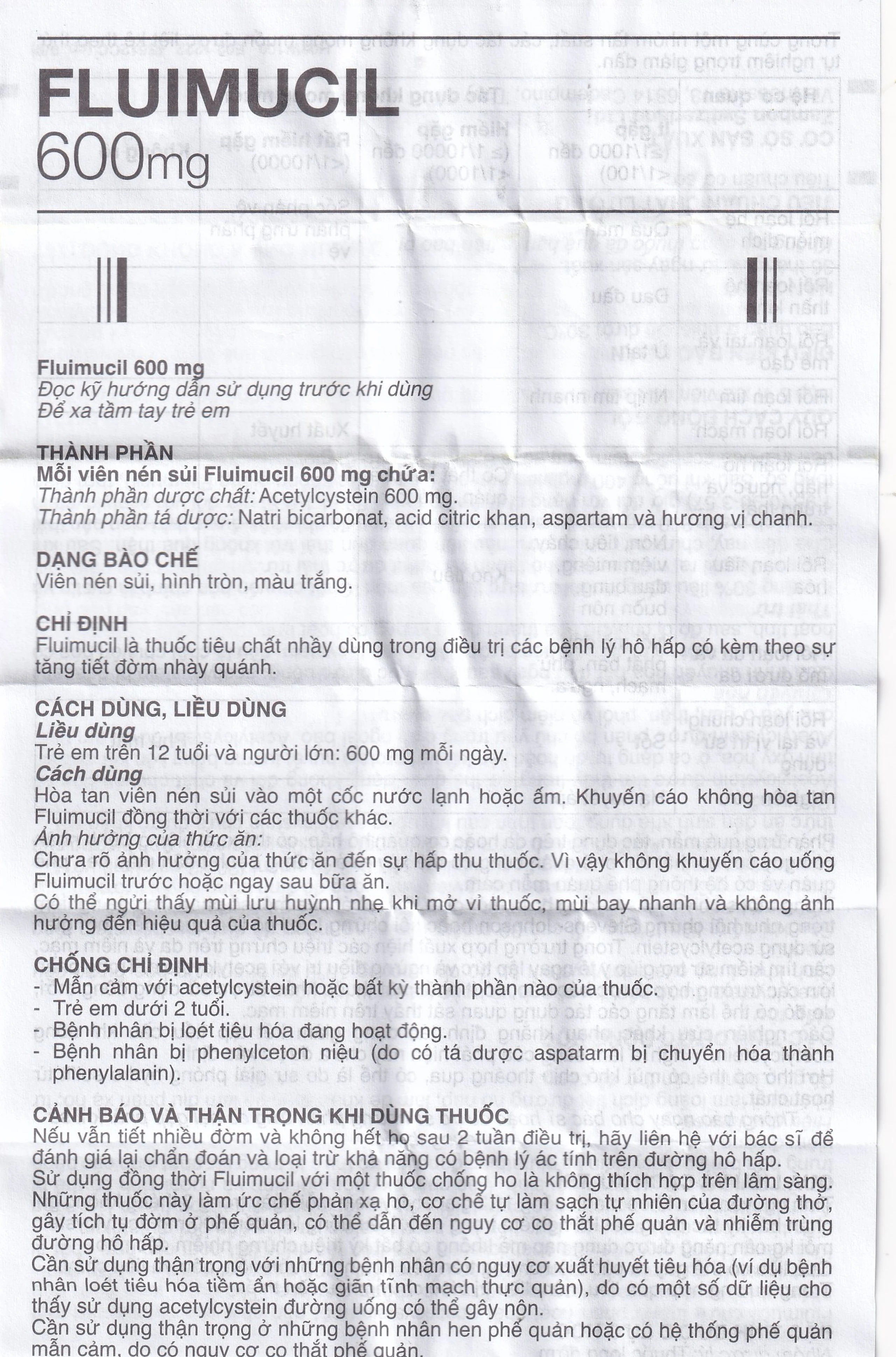 Thuốc Fluimucil 600mg Zambon điều trị bệnh hô hấp kèm tăng tiết đờm nhày (5 vỉ x 2 viên)