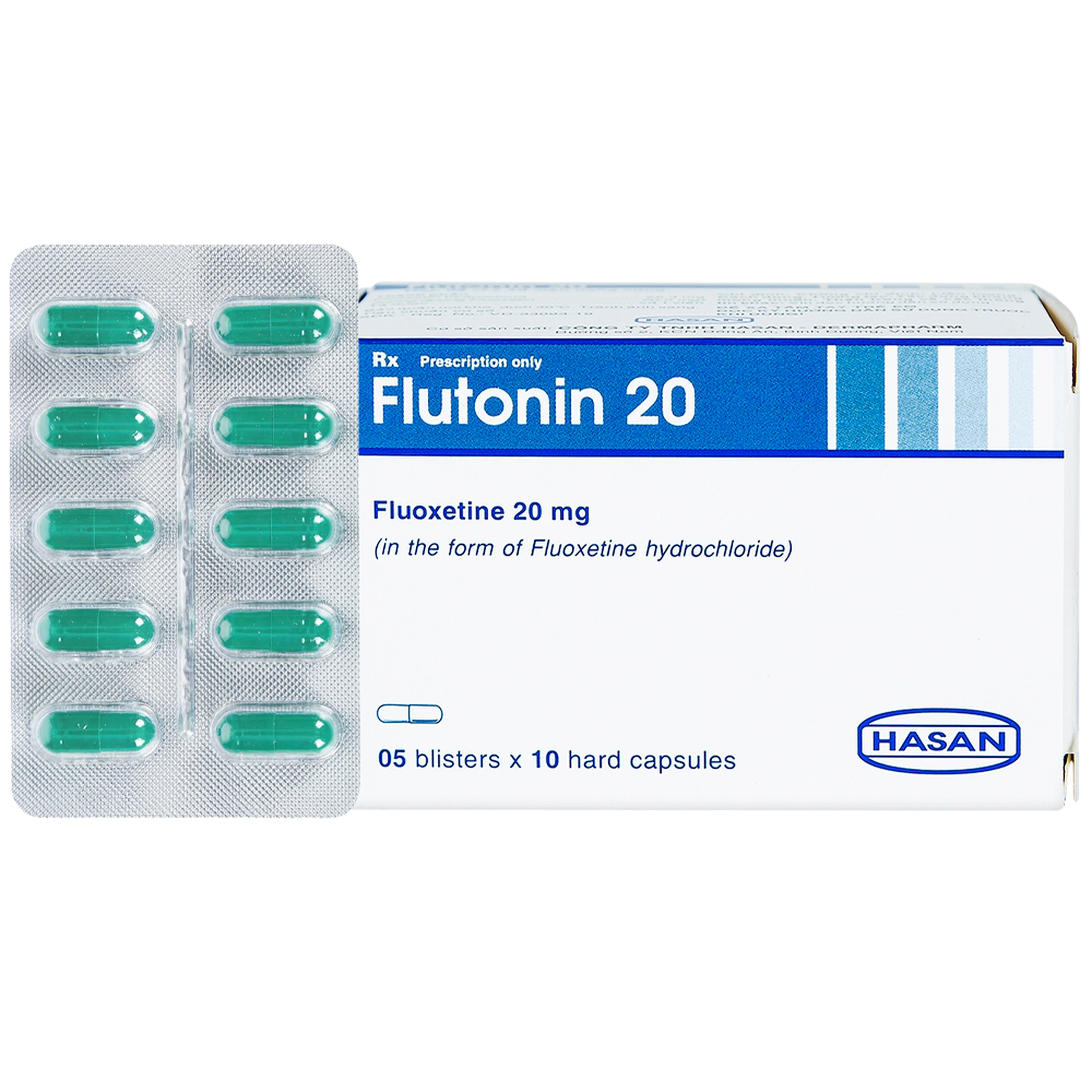 Thuốc Flutonin 20 Hasan điều trị bệnh trầm cảm (5 vỉ x 10 viên)
