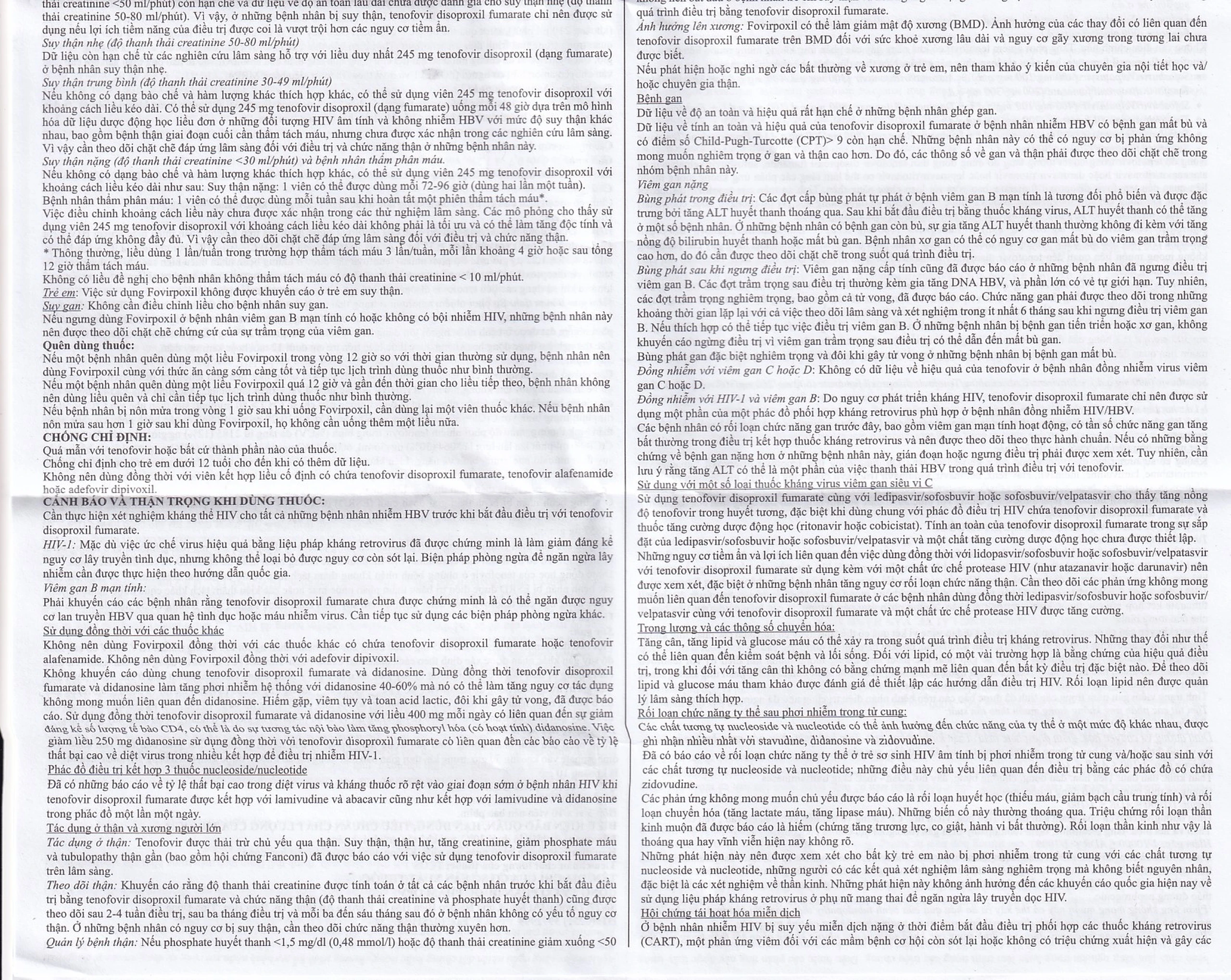 Thuốc Fovirpoxil 300mg OPV điều trị viêm gan B mạn tính và HIV-1 ở người lớn (3 vỉ x 10 viên)