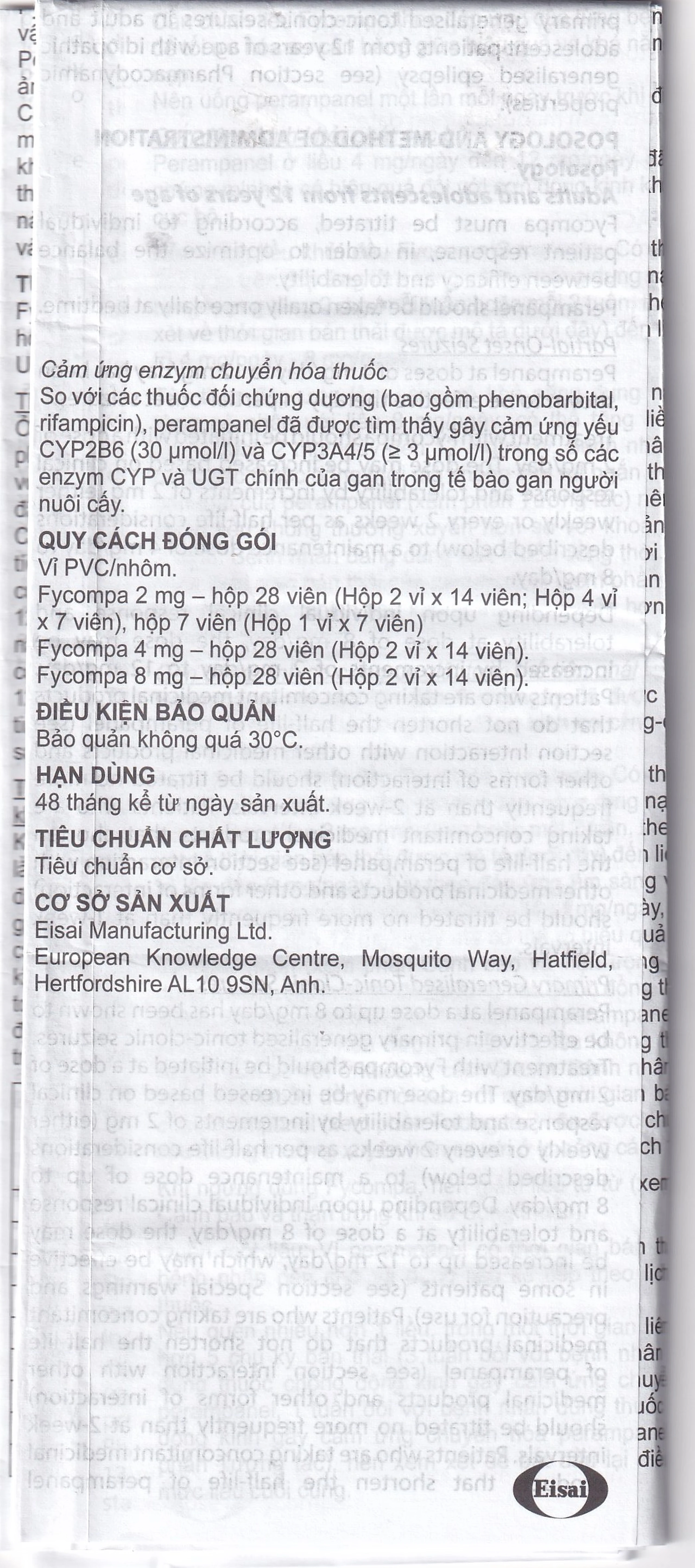 Thuốc Fycompa 2mg Eisai điều trị bổ trợ cơn động kinh (2 vỉ x 14 viên)
